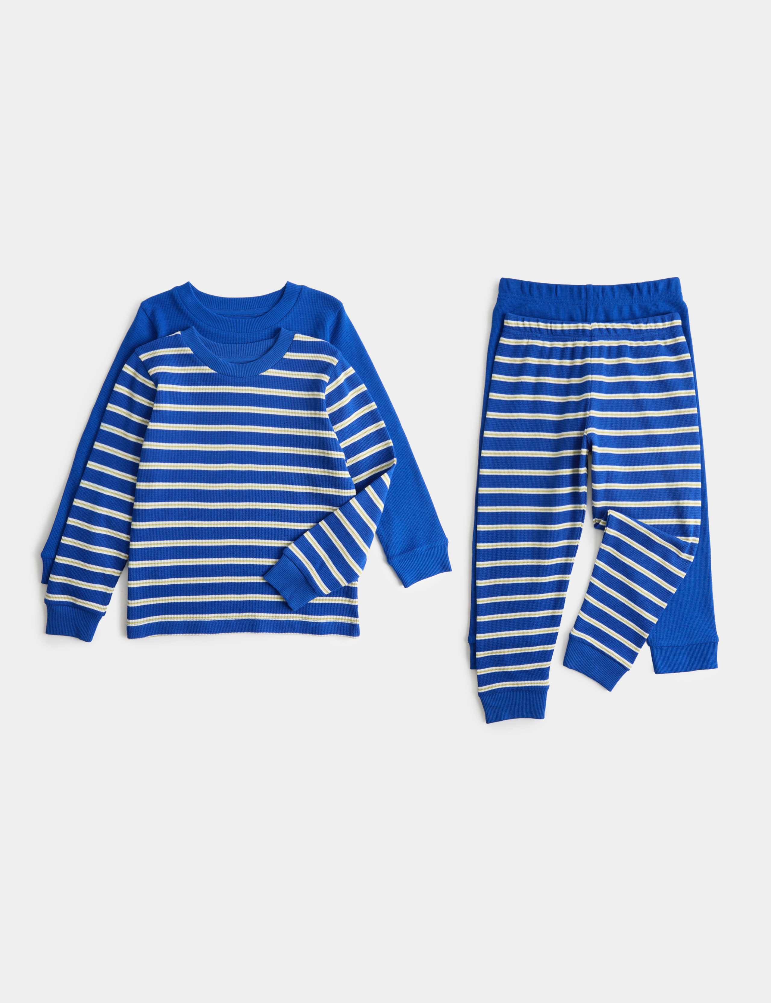 2 Pack Pure Cotton Kids' Waffle Pyjama Sets (1-8 Yrs) 1 of 1
