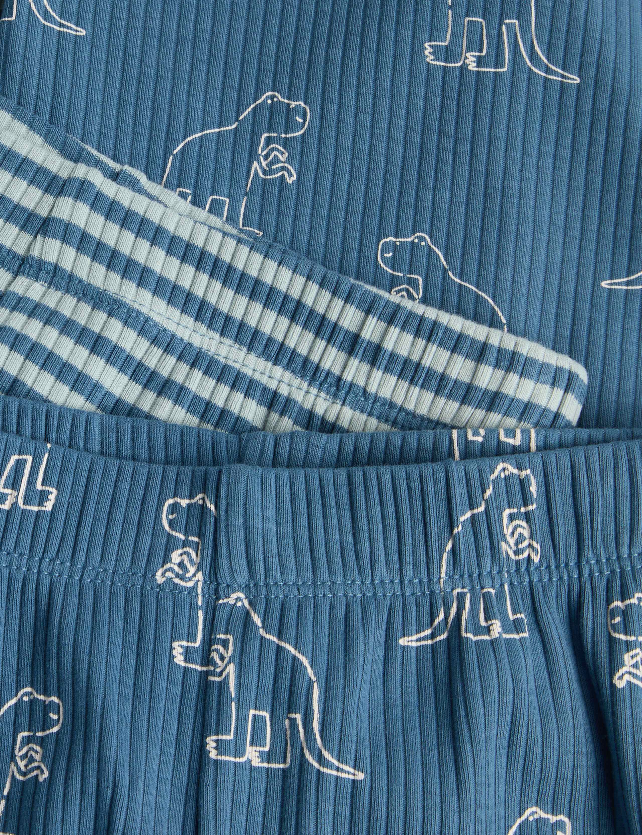 2 Pack Dino Stripe Waffle Pyjama Sets (1-8 Yrs) 3 of 3