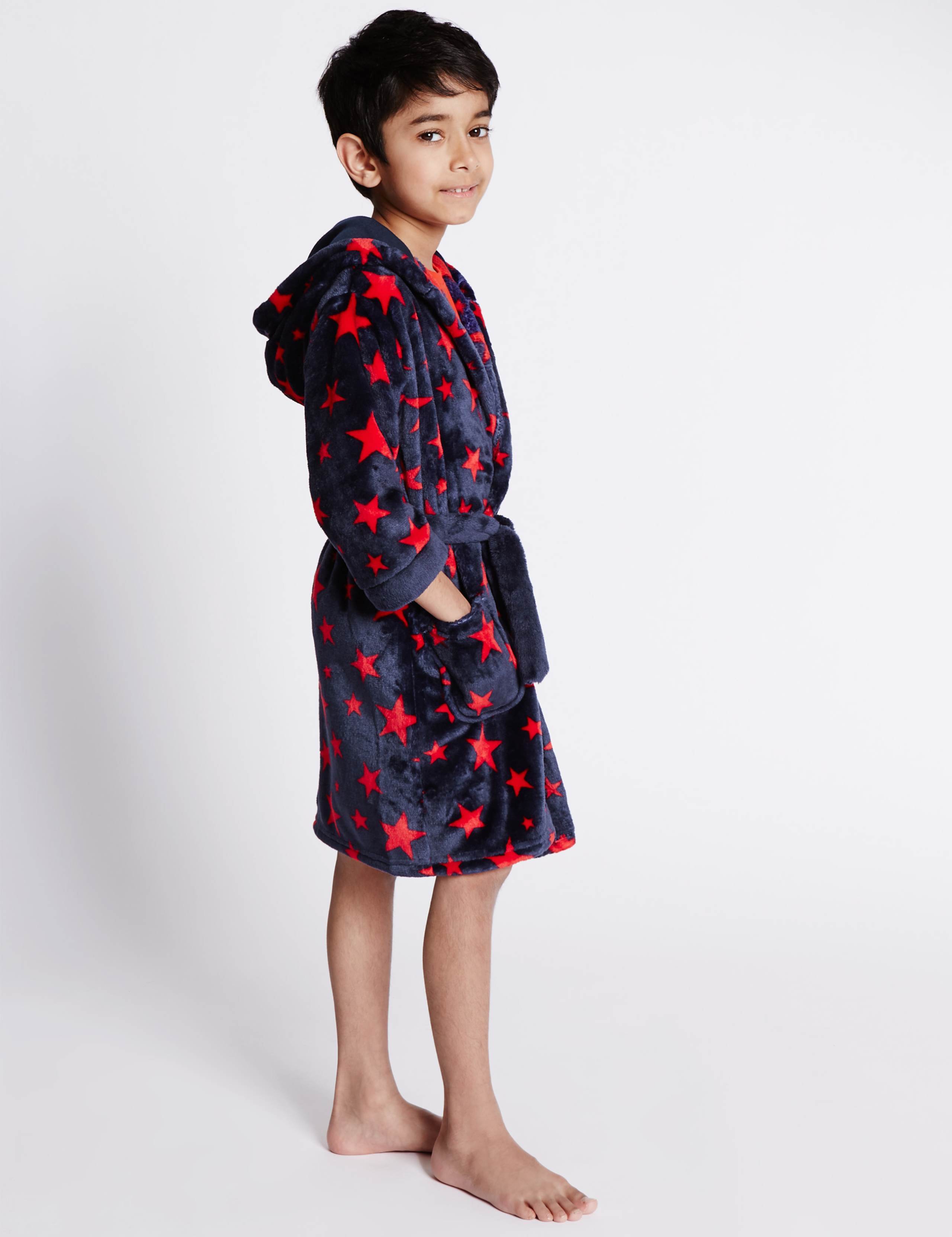 Anti Bobble Hooded Star Print Dressing Gown (1-8 Years) 3 of 3