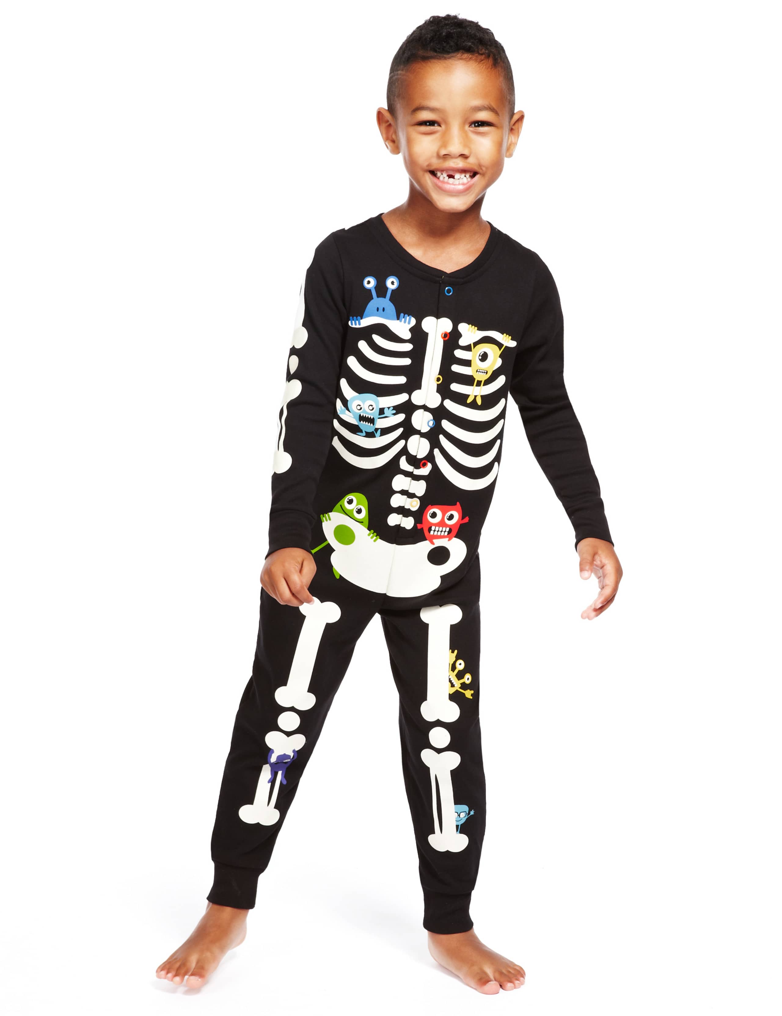 Pure Cotton Soft & Cosy Skeleton Onesie 1 of 4