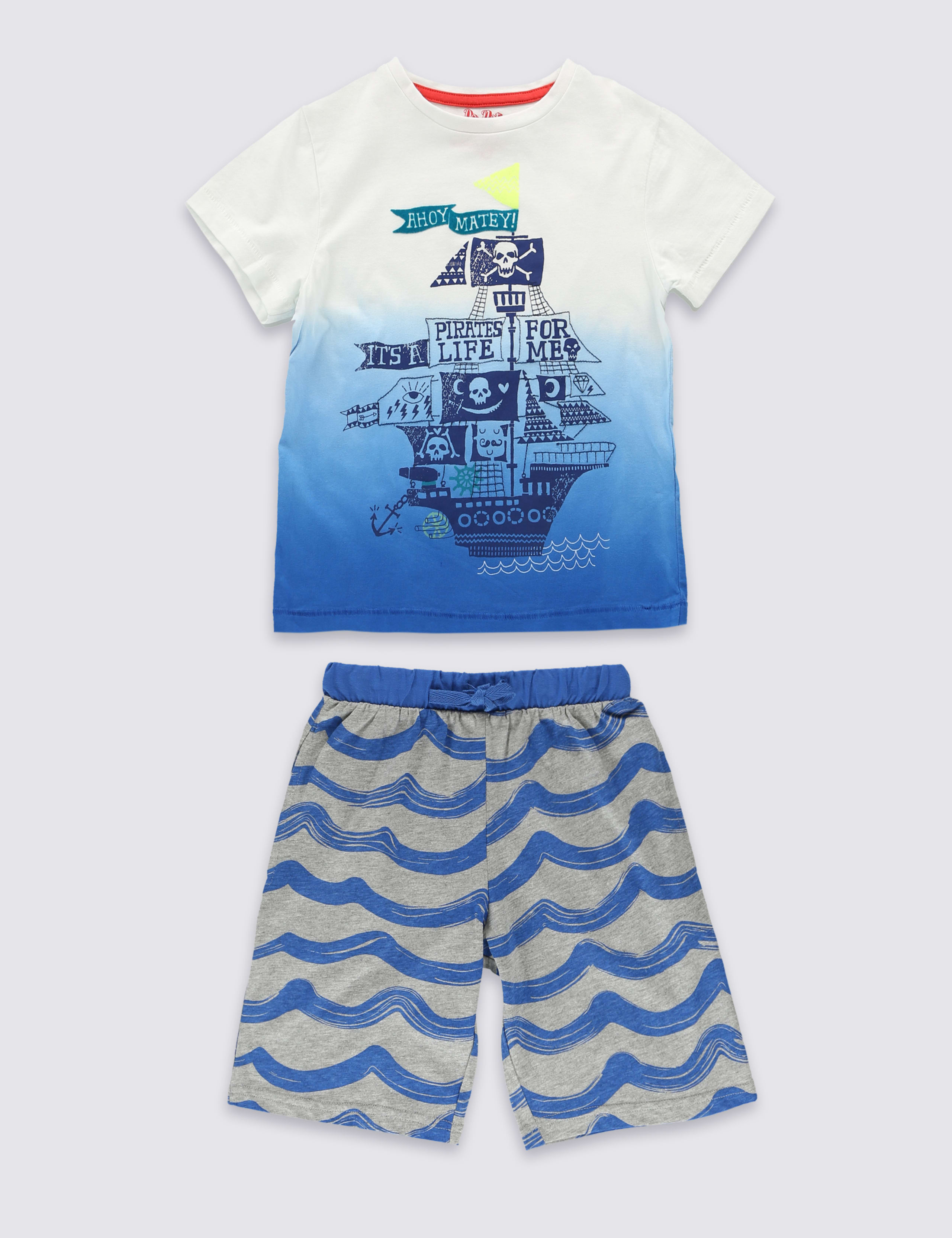 Cotton Rich Stay Soft Pirate Ship Print Short Pyjamas (1-8 Years) 2 of 4