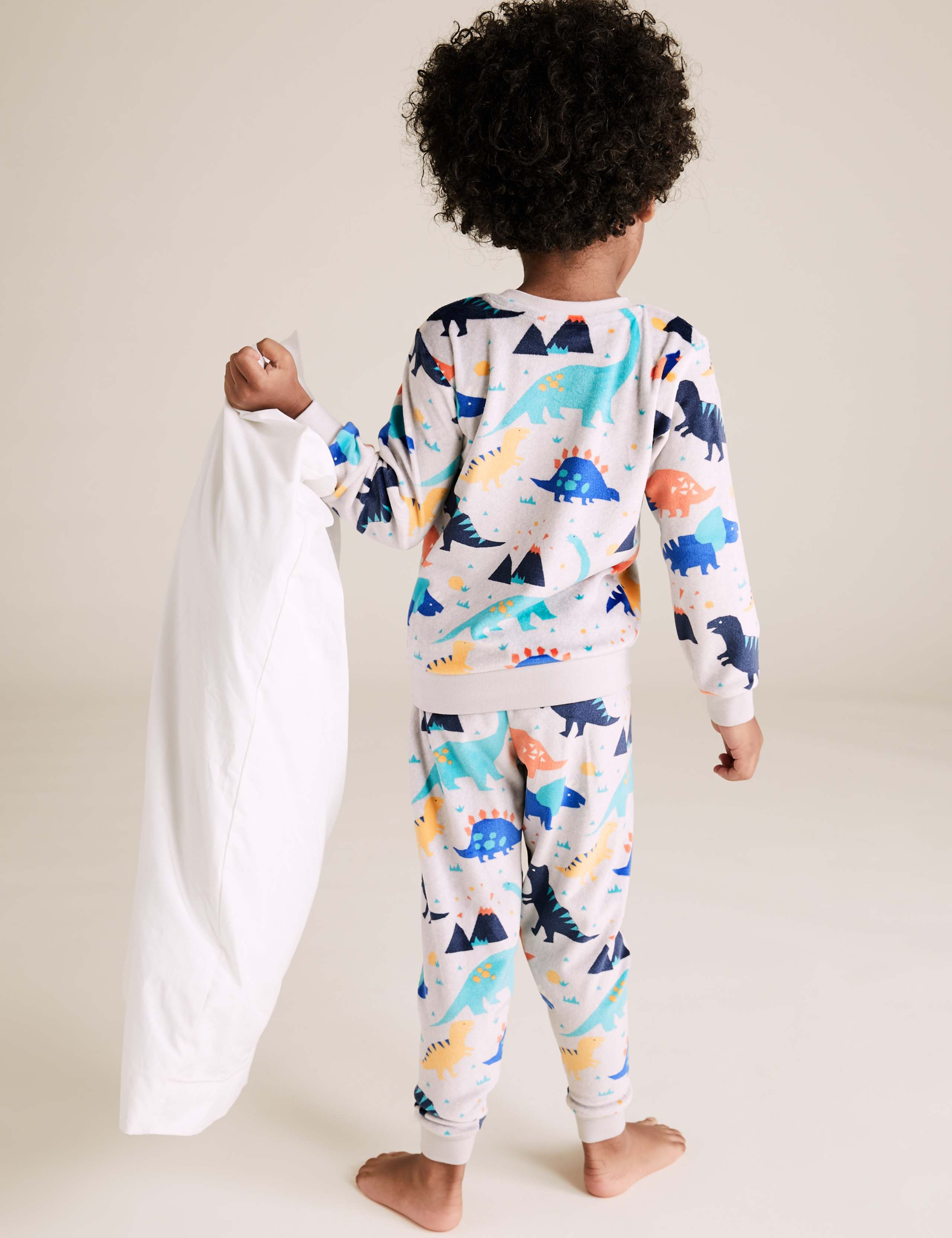 Velour Fleece Dinosaur Print Pyjama Set (1-7 Yrs) 3 of 4