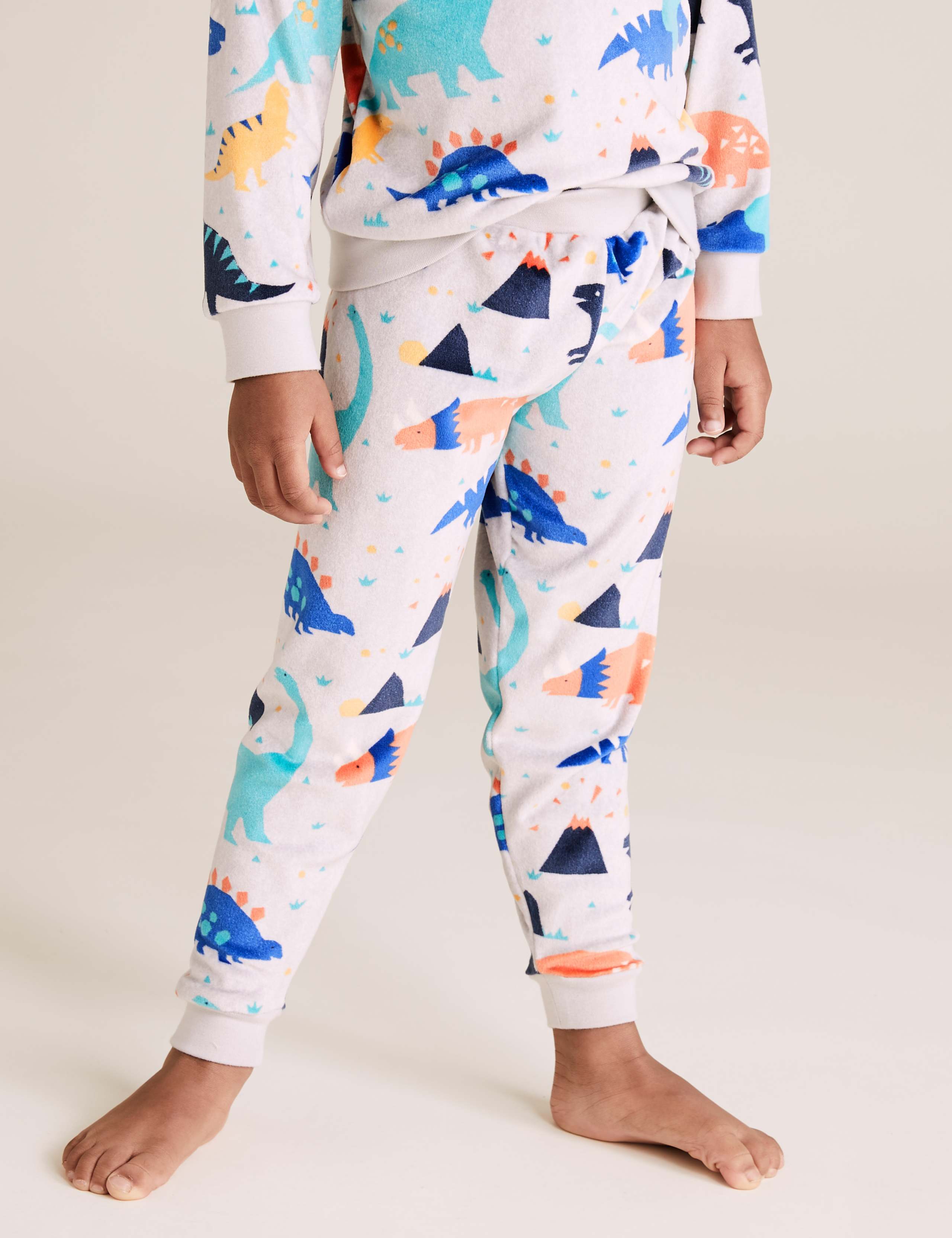 Velour Fleece Dinosaur Print Pyjama Set (1-7 Yrs) 4 of 4
