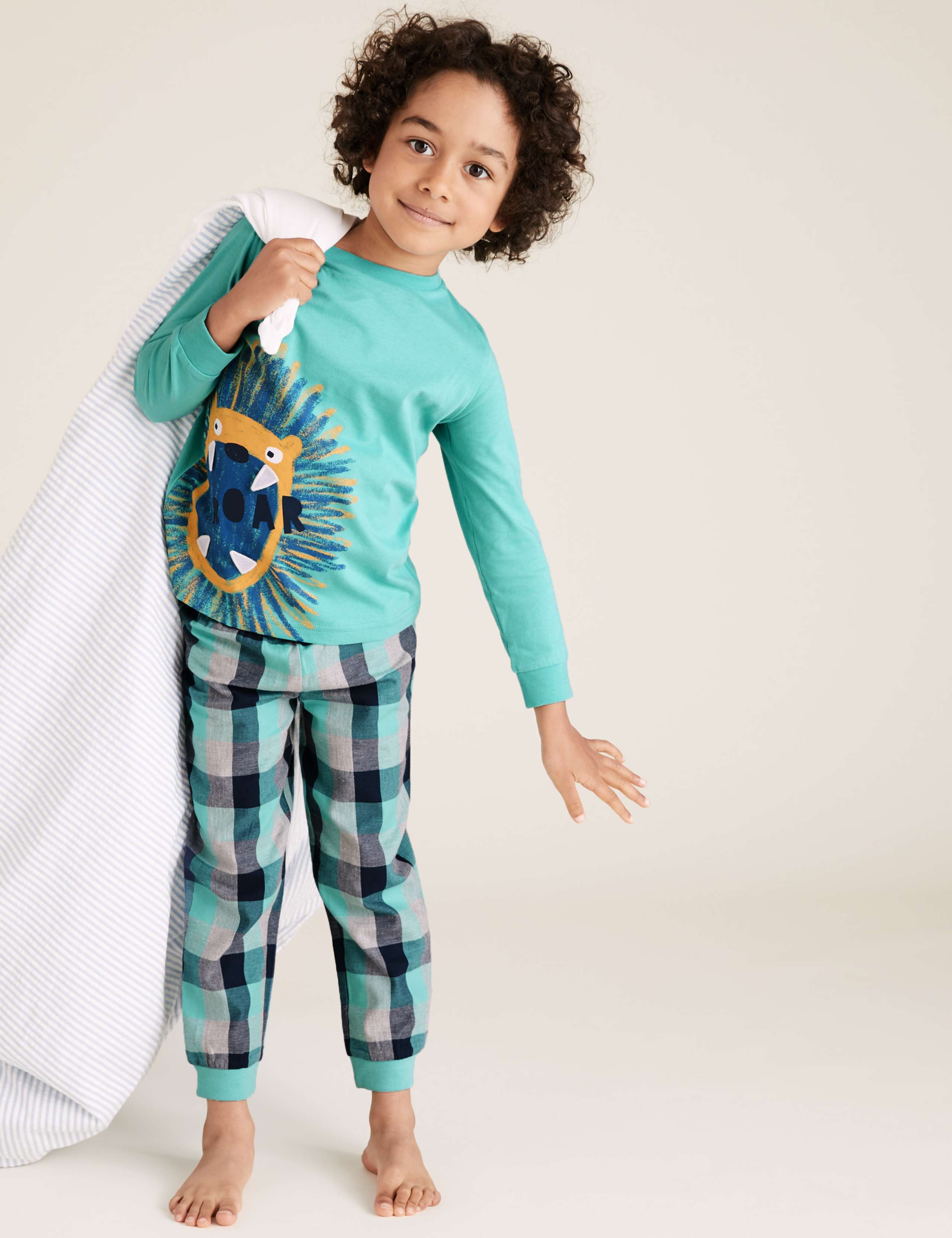 2pk Cotton Animal Slogan Pyjama Sets (1-7 Yrs) 3 of 5