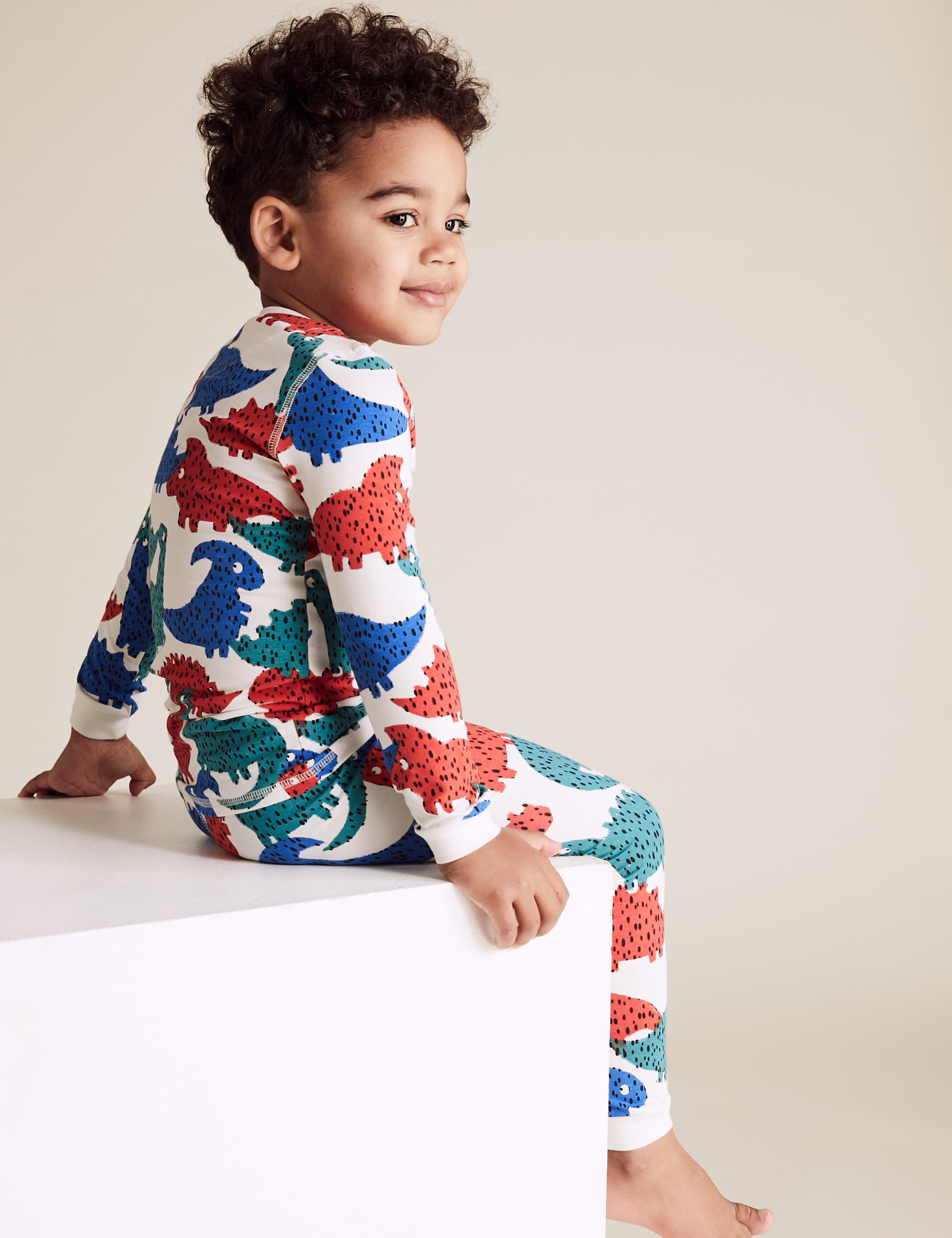 Cotton Dinosaur Print Pyjama Set (1-7 Yrs) 3 of 4