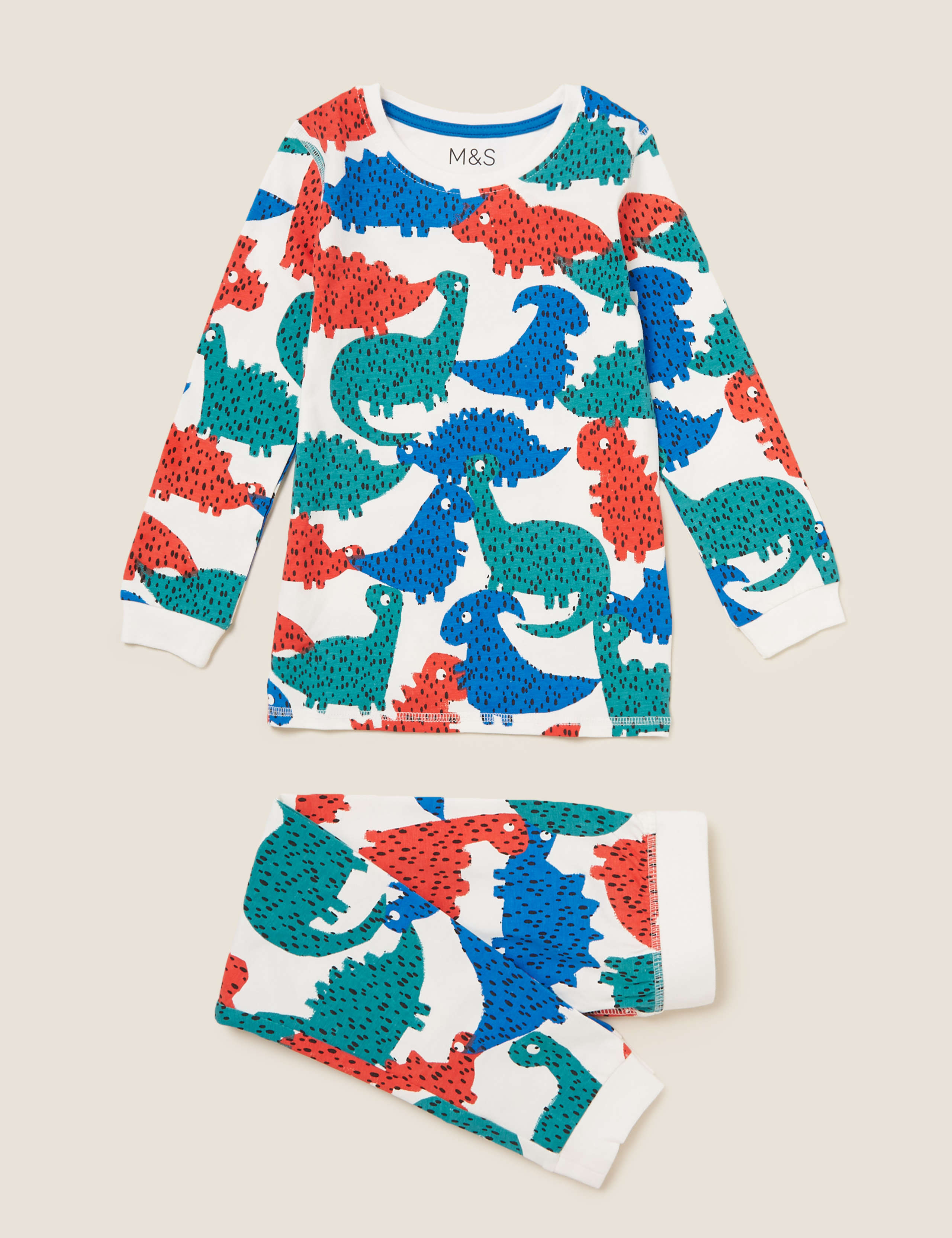 Cotton Dinosaur Print Pyjama Set (1-7 Yrs) 2 of 4