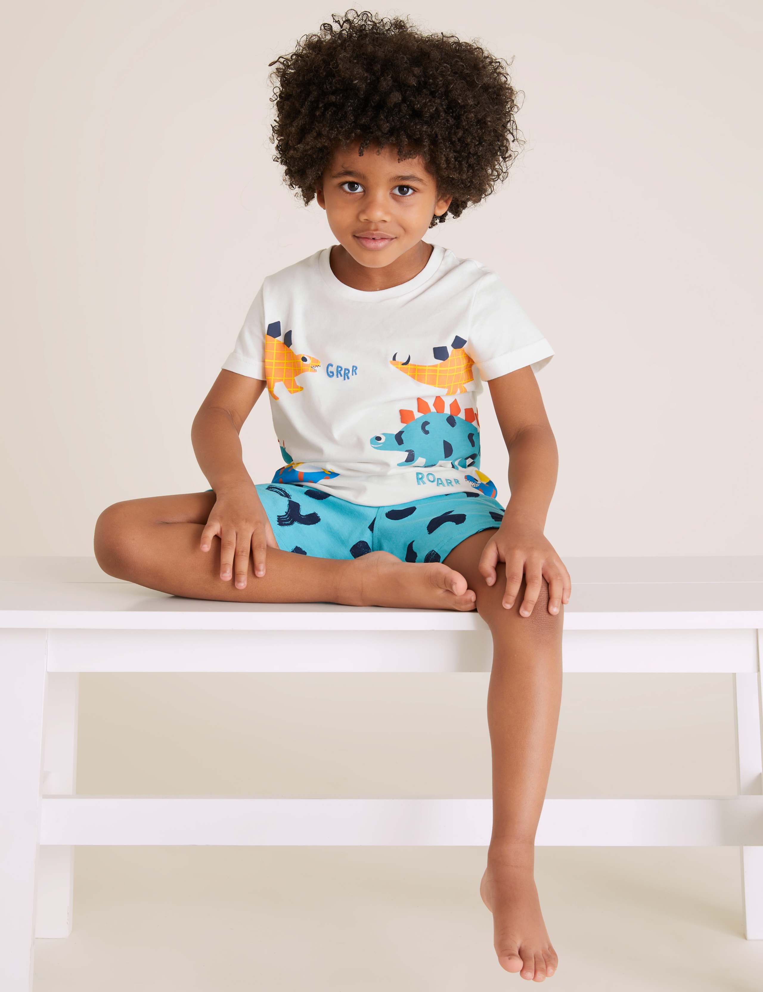 Pure Cotton Dinosaur Short Pyjama Set (1-7 Yrs) 1 of 5