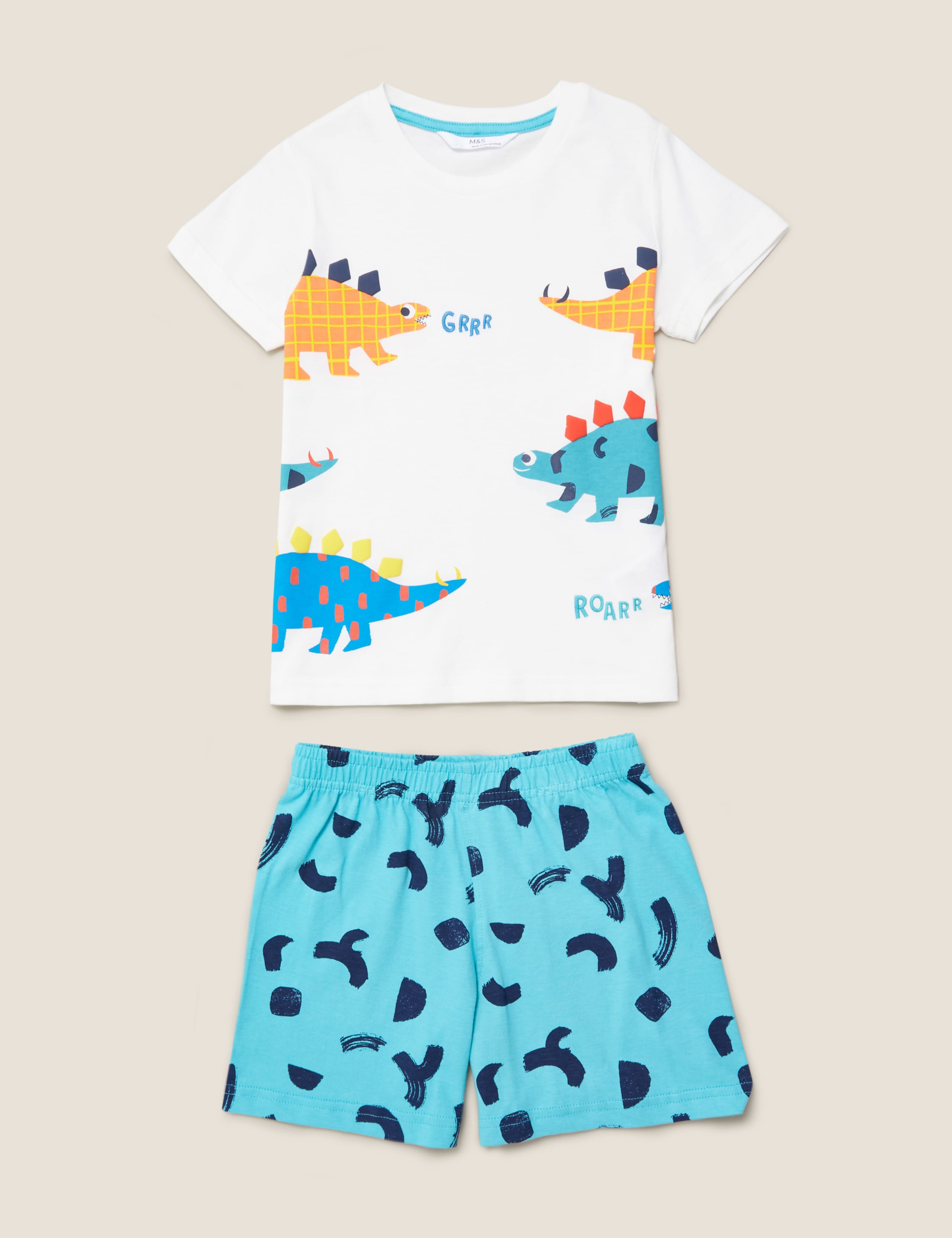 Pure Cotton Dinosaur Short Pyjama Set (1-7 Yrs) 2 of 5