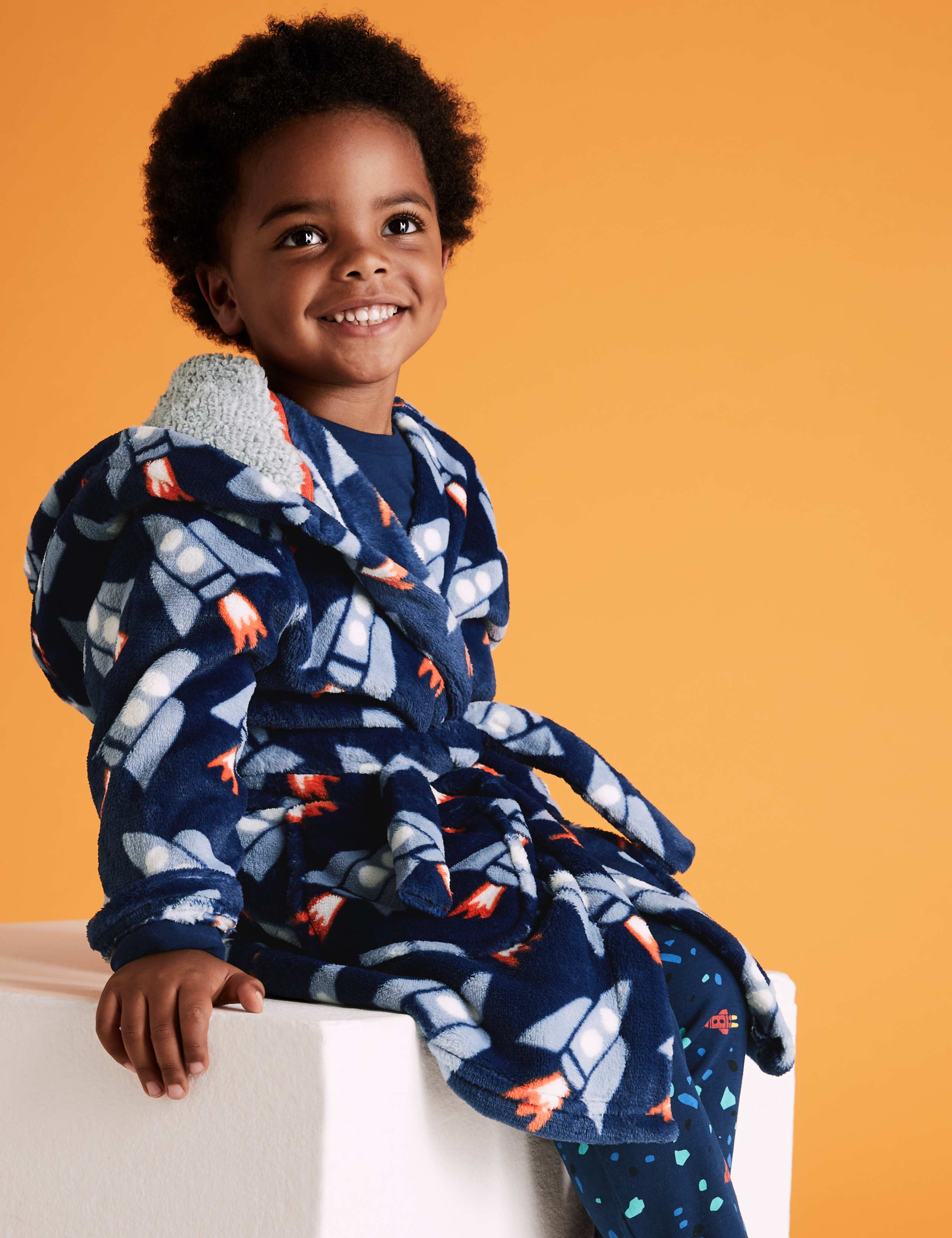 Fleece Rocket Print Dressing Gown (1-7 Yrs) 1 of 4