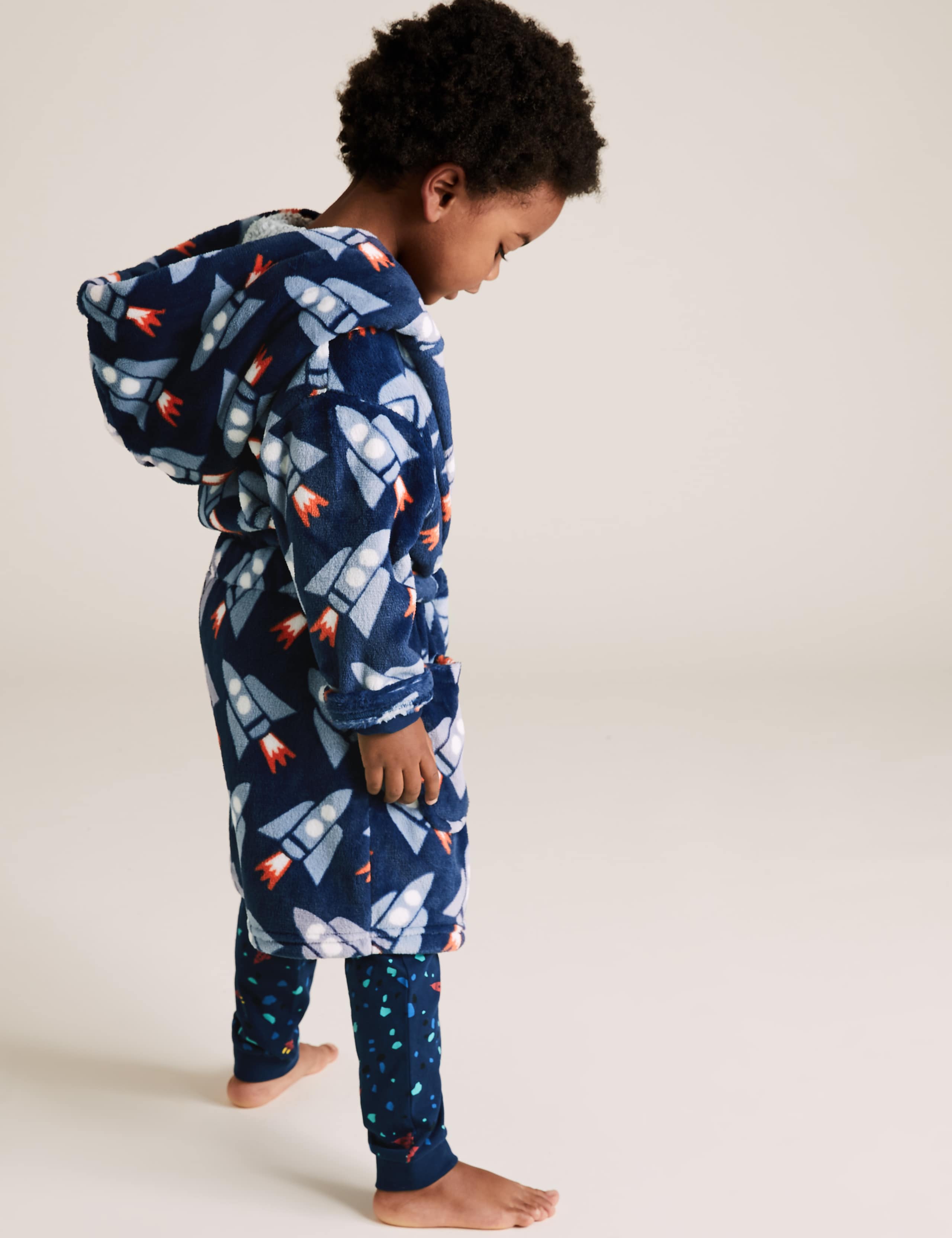 Fleece Rocket Print Dressing Gown (1-7 Yrs) 4 of 4
