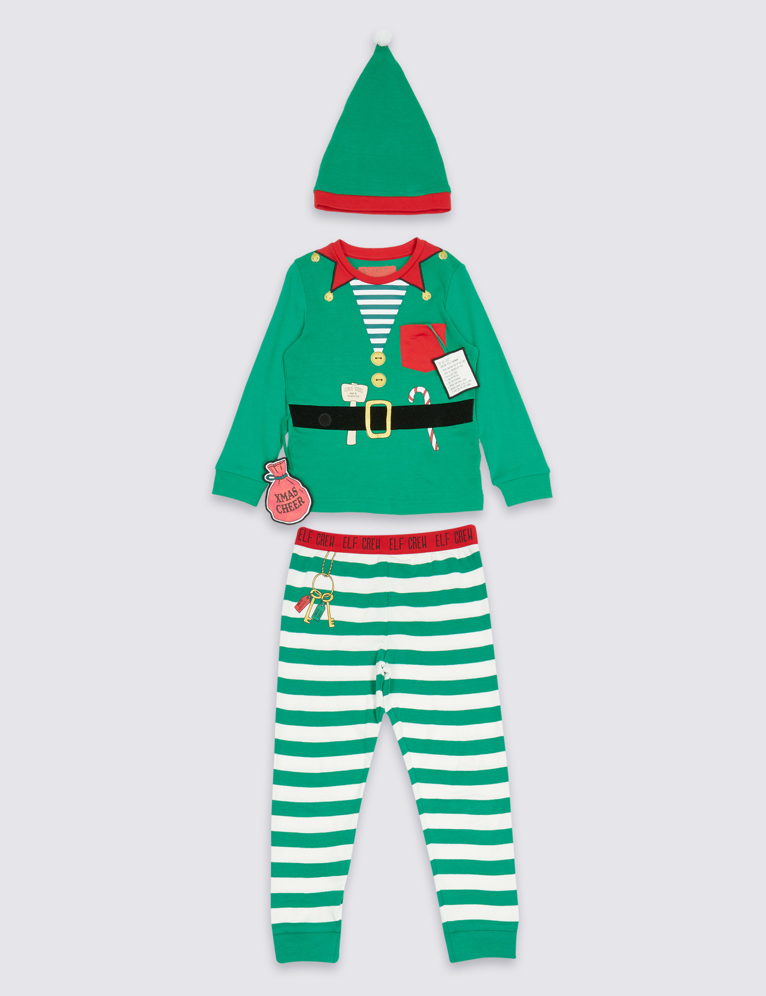 Pure Cotton Elf Pyjamas with Hat (9 Months - 8 Years) 2 of 7