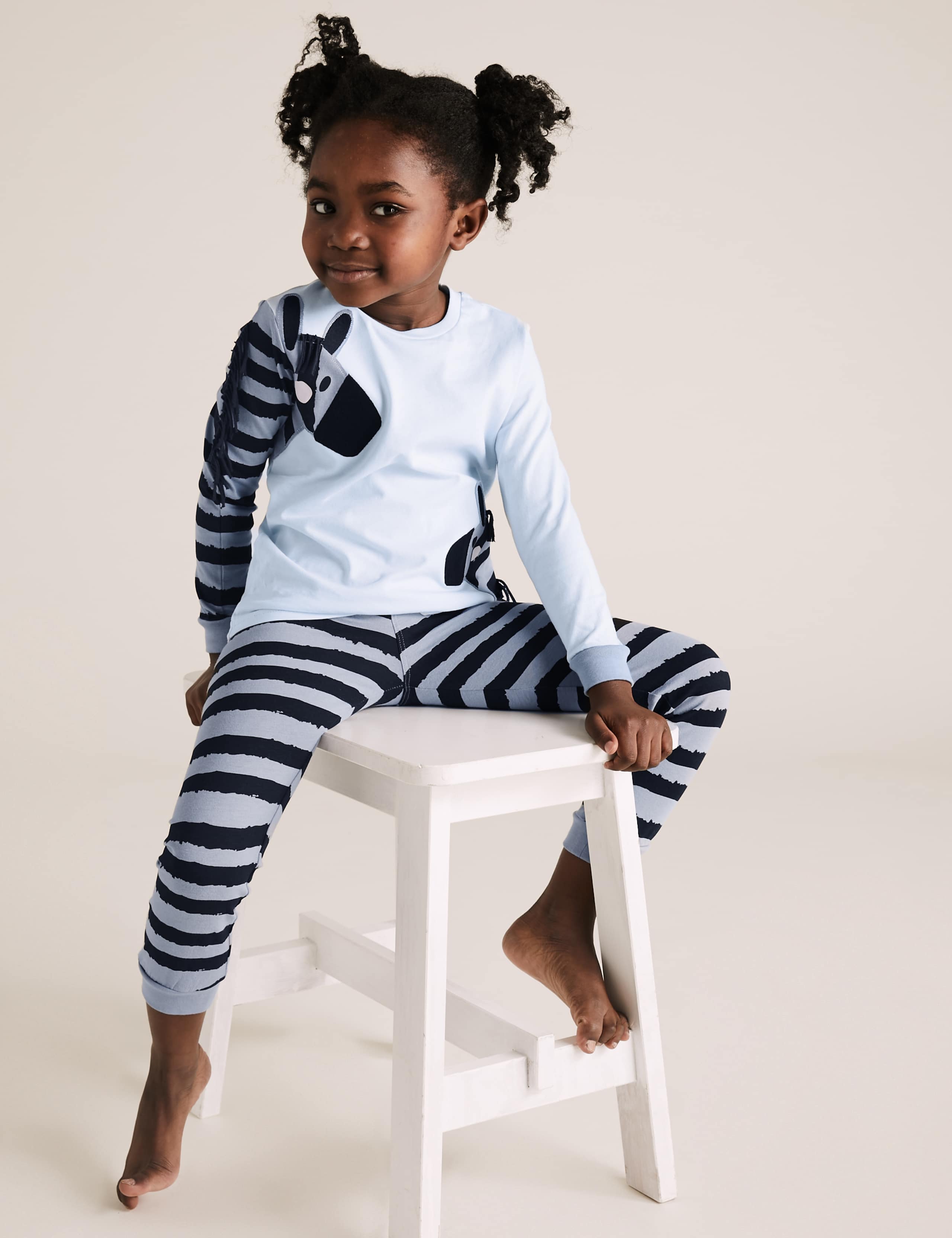 Pure Cotton Zebra Pyjama Set (1-7 Yrs) 1 of 4