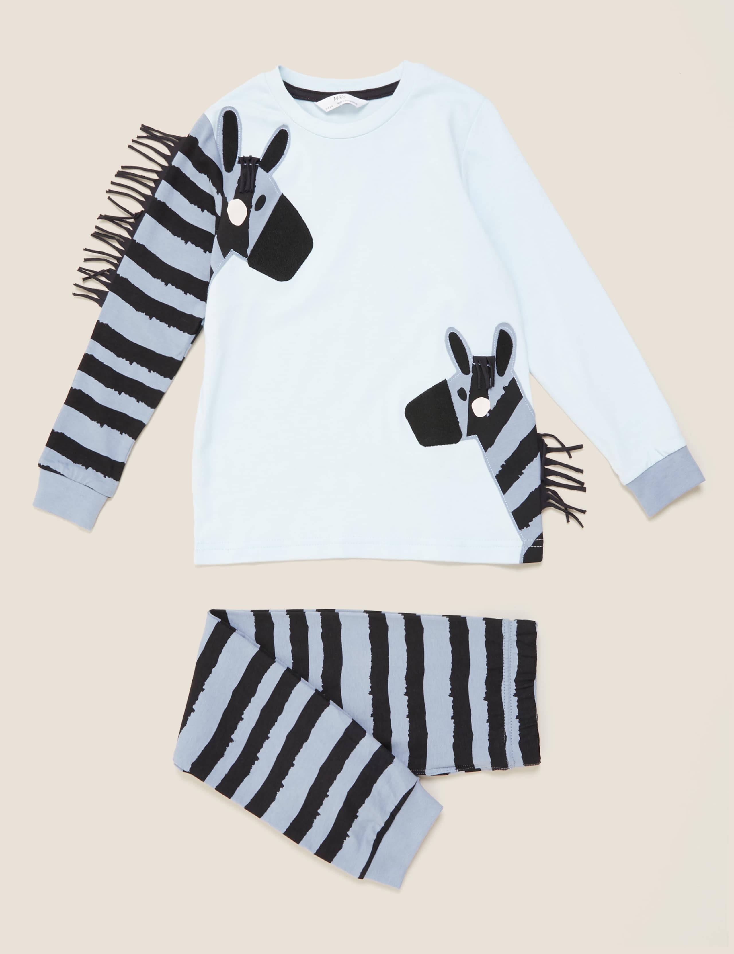 Pure Cotton Zebra Pyjama Set (1-7 Yrs) 2 of 4