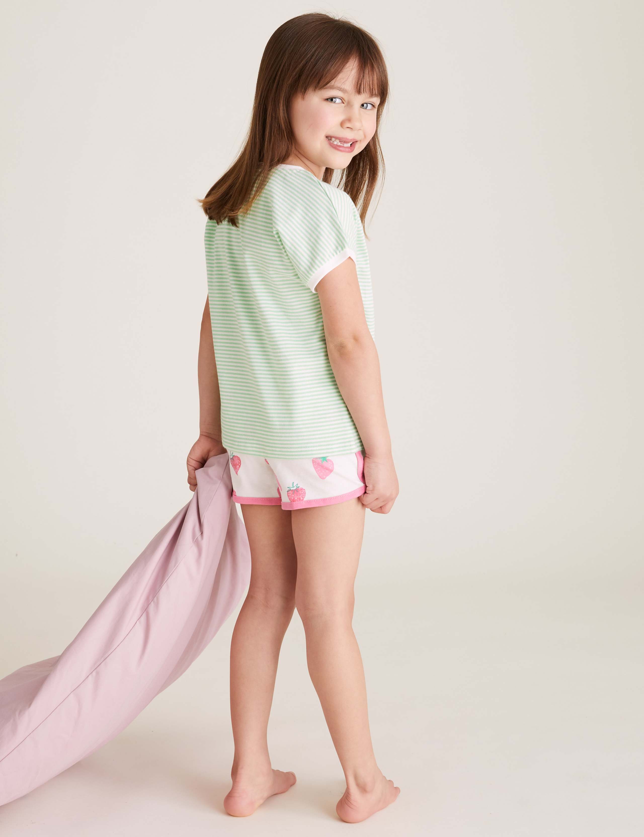 Pure Cotton Strawberry Short Pyjama Set (1-7 Yrs) 3 of 5
