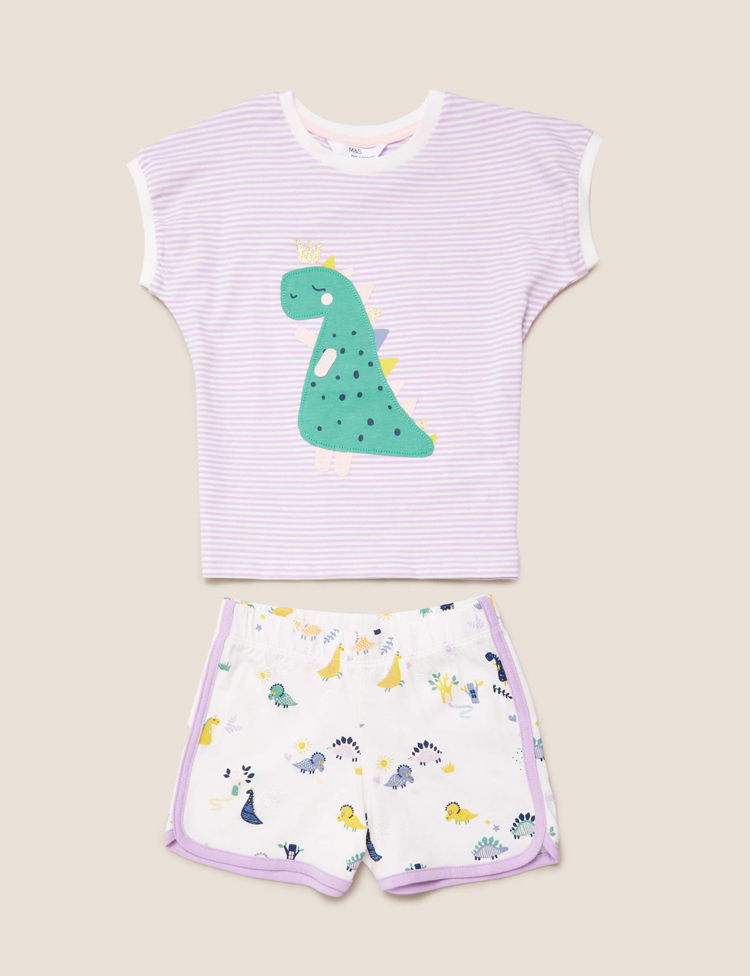Pure Cotton Dinosaur Short Pyjama Set (1-7 Yrs) 2 of 4