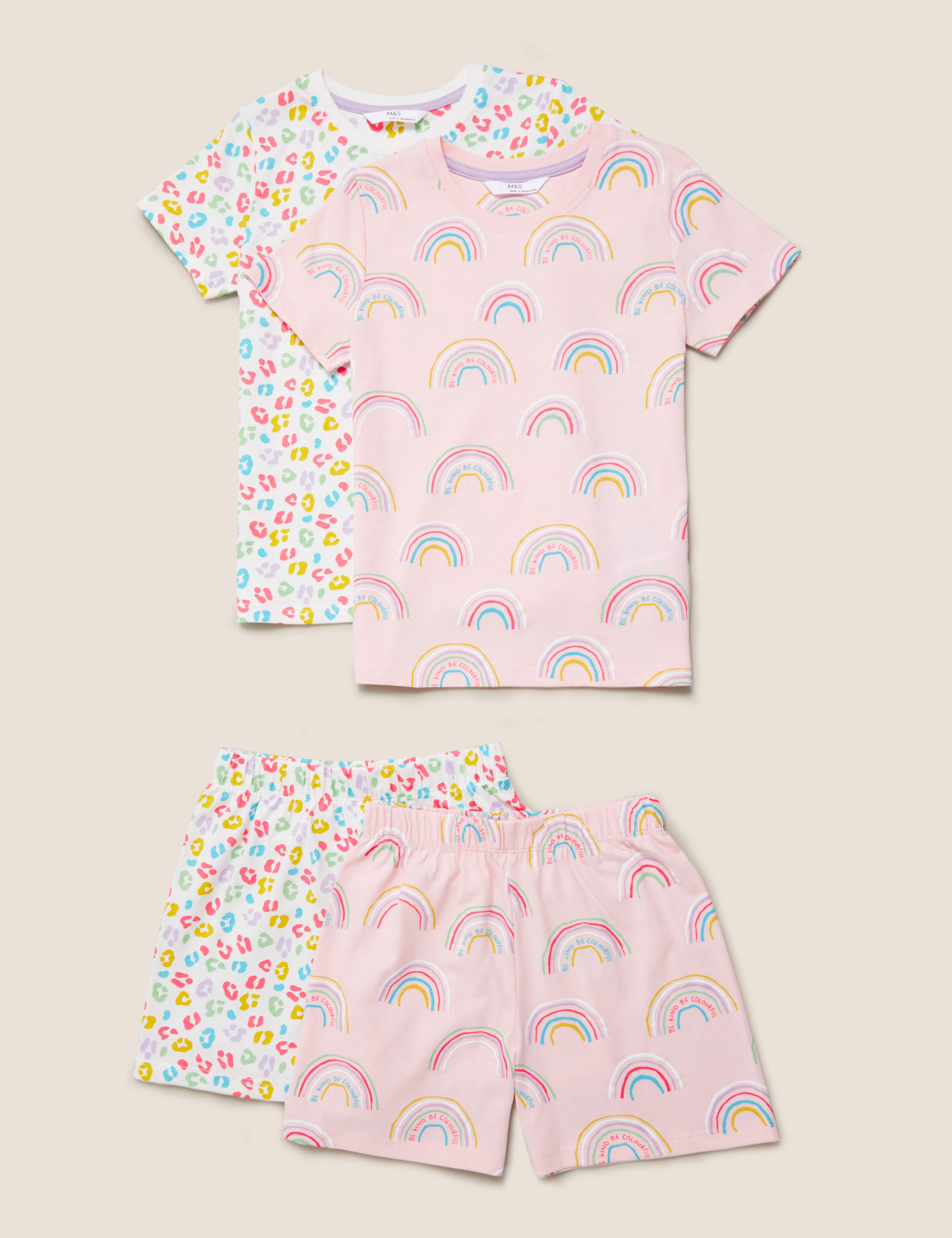 2pk Pure Cotton Print Short Pyjama Sets (1-7 Yrs) 1 of 5