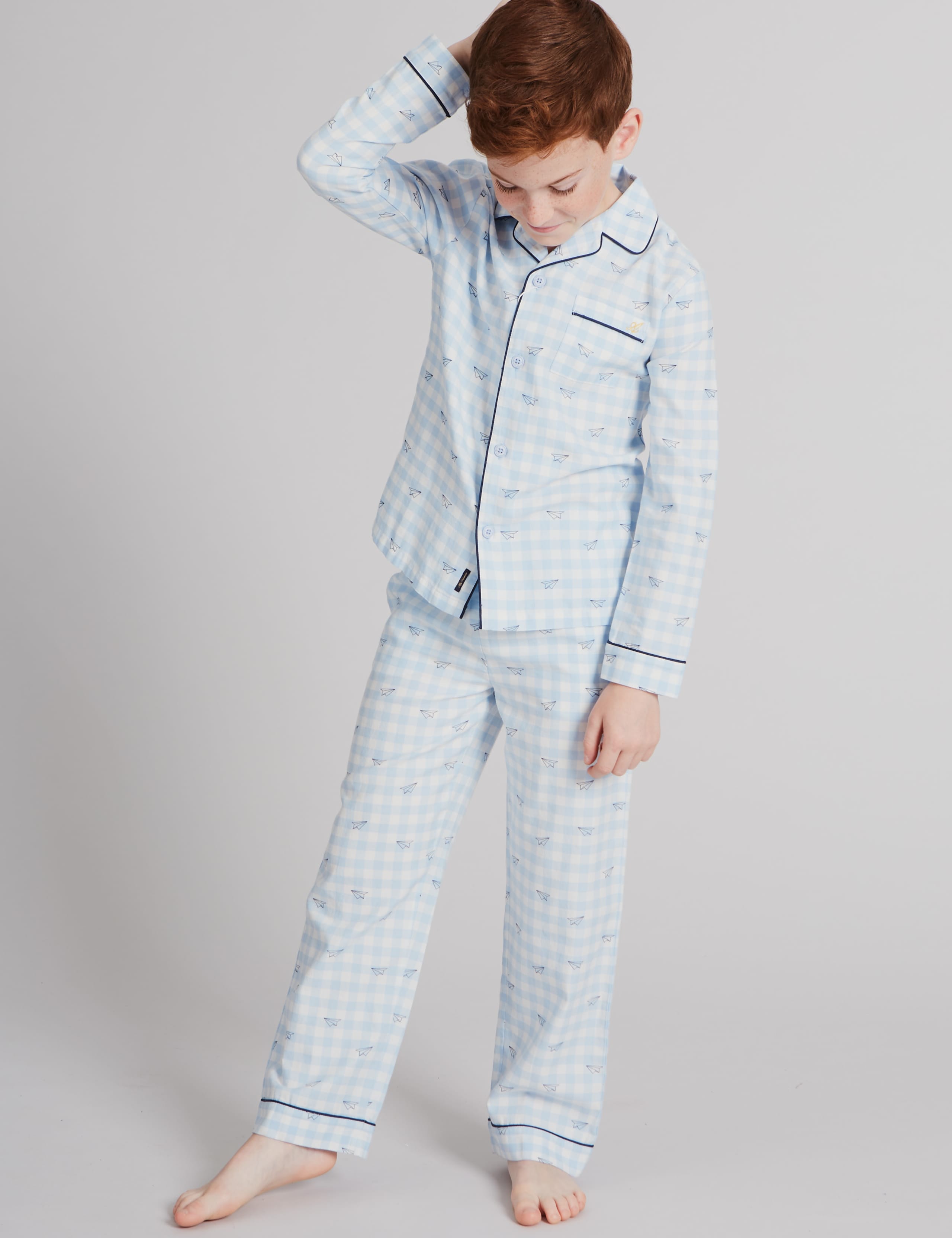 Pure Cotton Checked Pyjamas (1-16 Years) 1 of 6