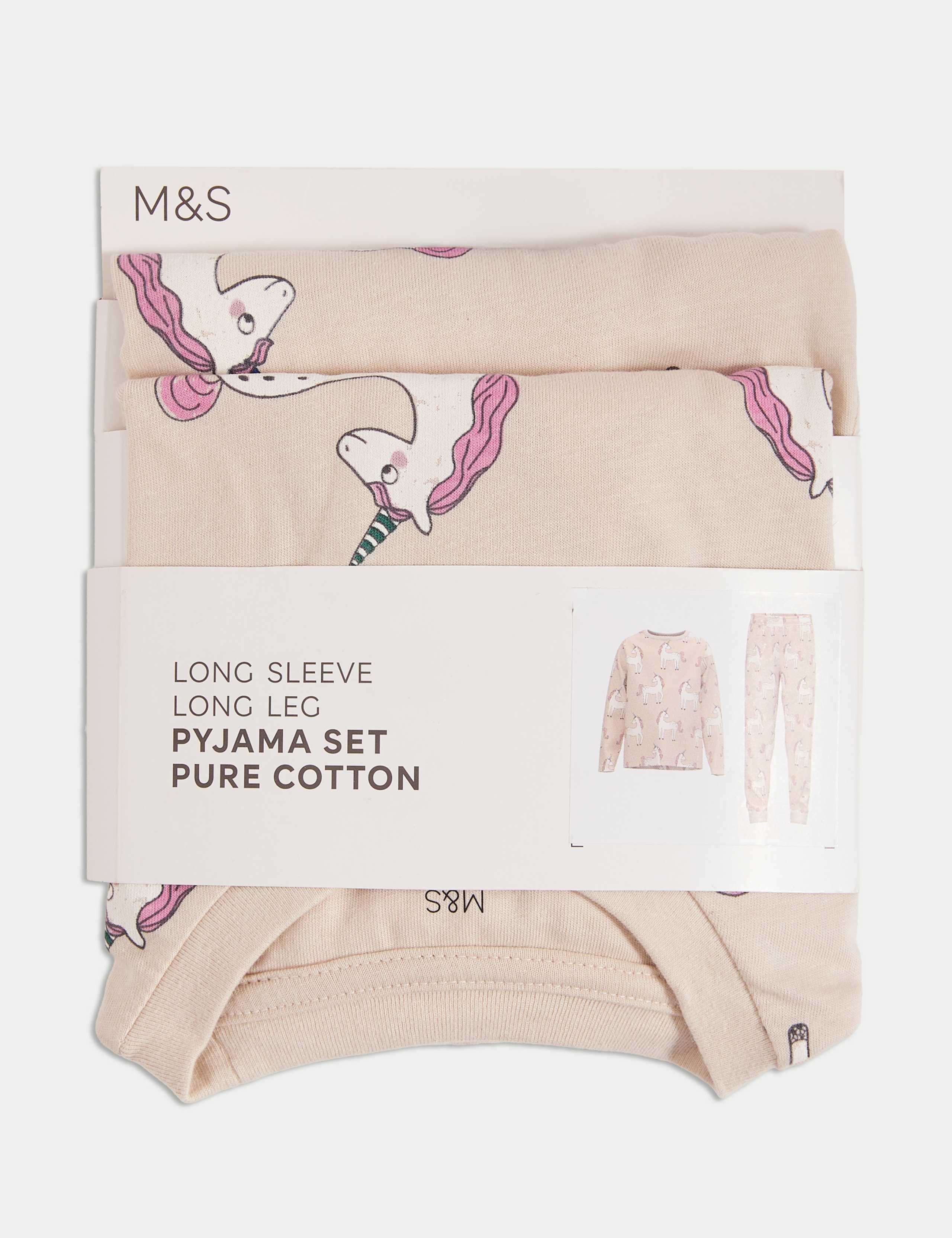 Pure Cotton Unicorn Print Pyjama Set (12 Mths - 8 Yrs) 2 of 2