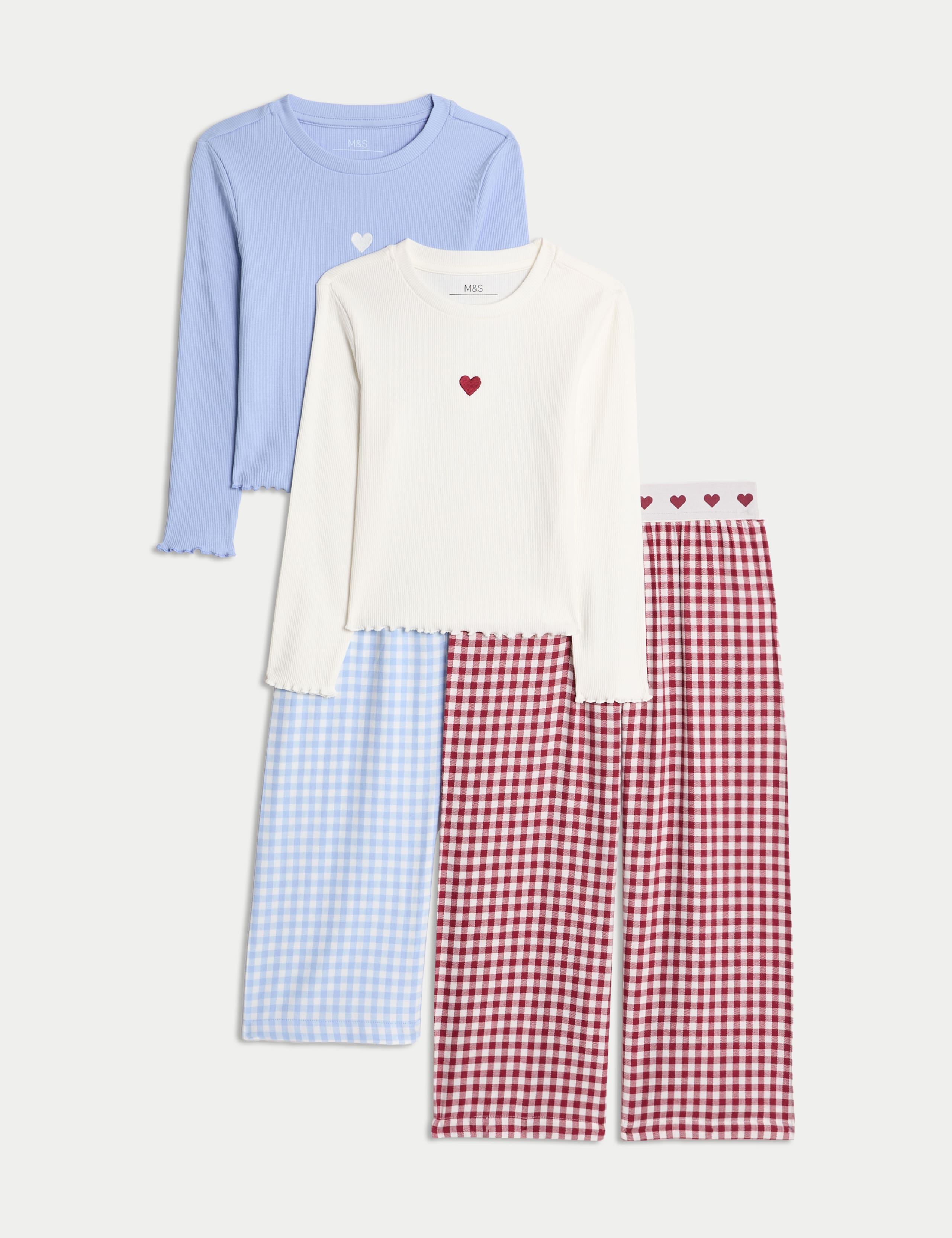 2 Pack Cotton Rich Gingham Pyjama Sets (1-8 Yrs) 1 of 1