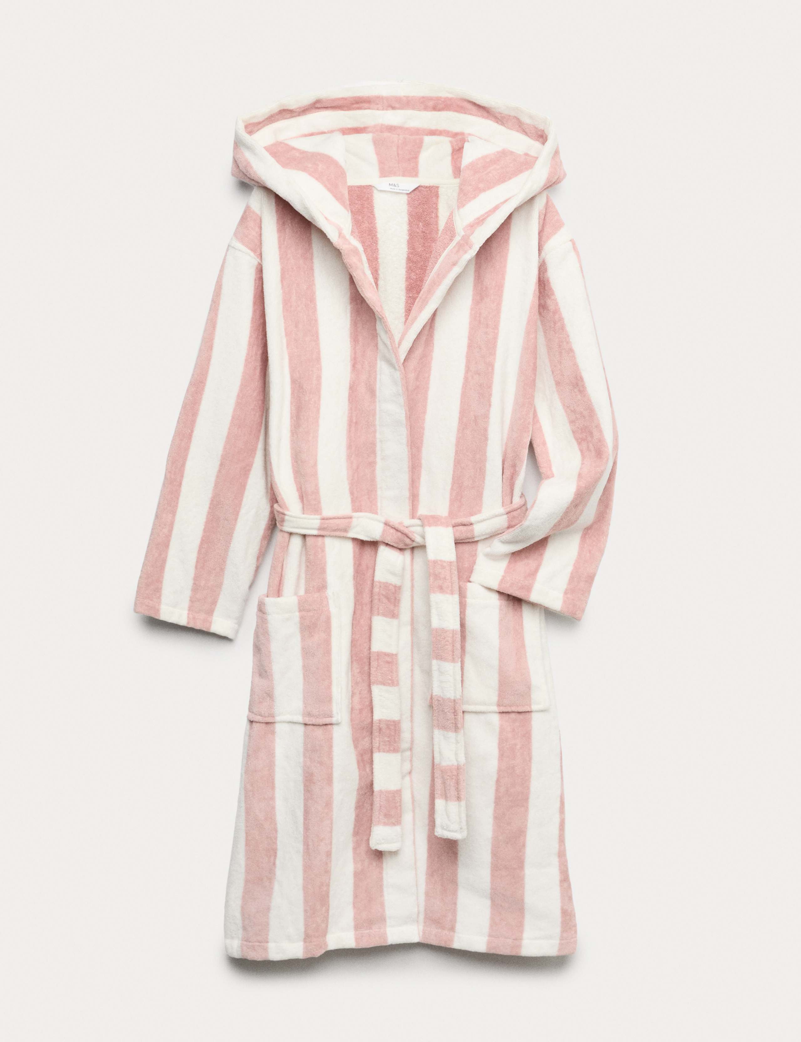 Pure Cotton Striped Hooded Robe (9 Mths-10 Yrs) 1 of 1