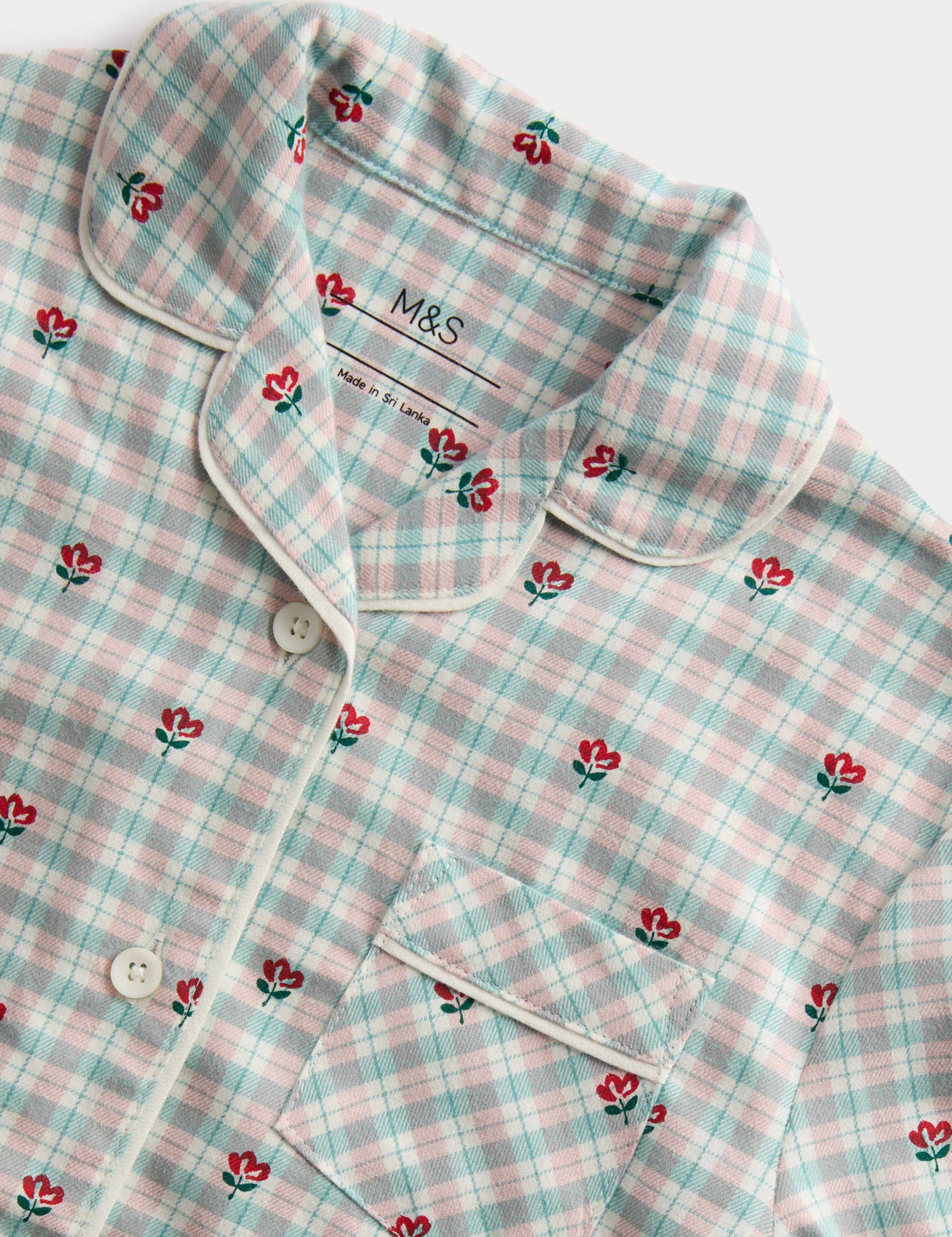 Kids' Pure Cotton Floral Check Revere Pyjamas (12 Mths-8 Yrs) 2 of 3