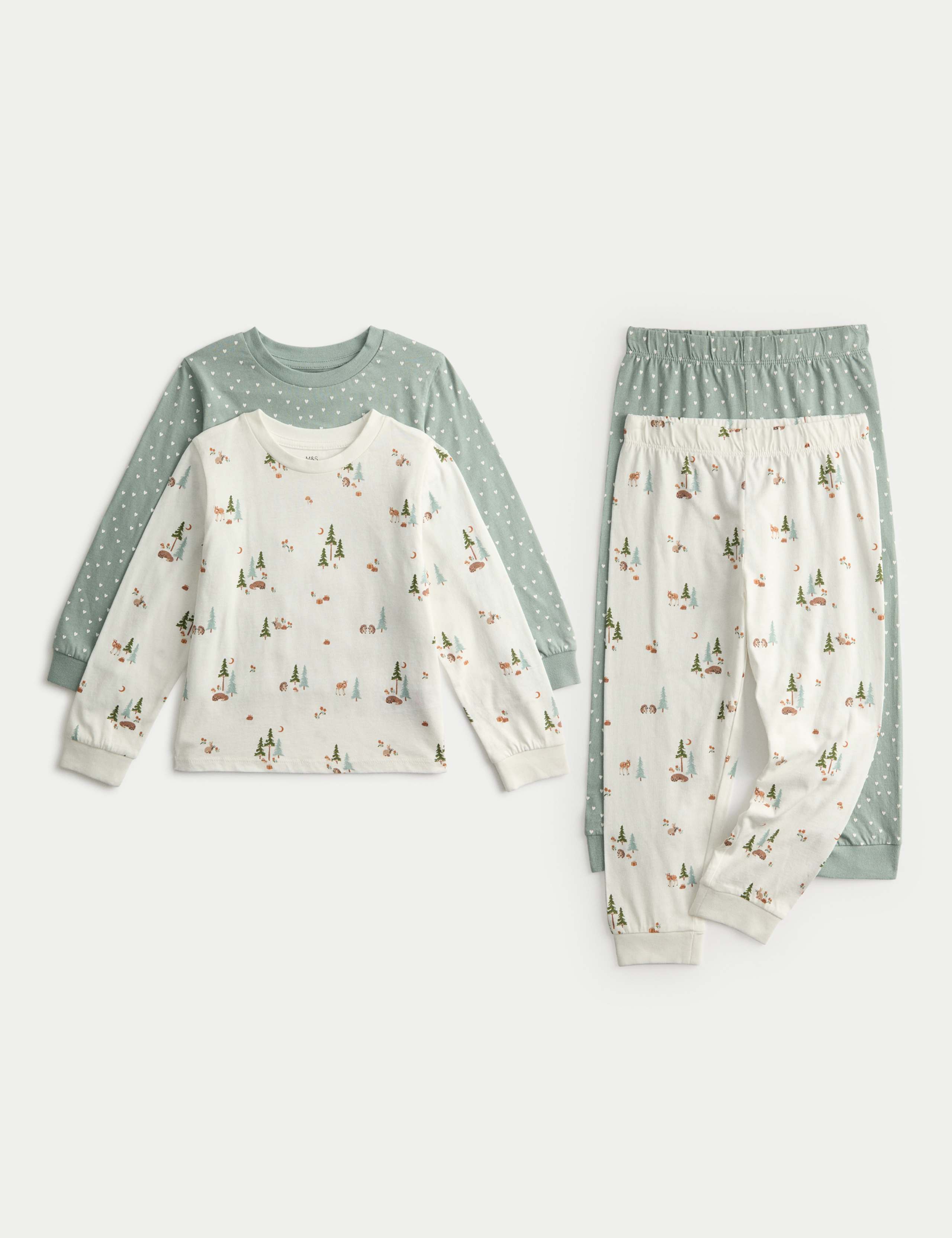 2 Pack Pure Cotton Woodland Pyjama Sets (1-8 Yrs) 1 of 5