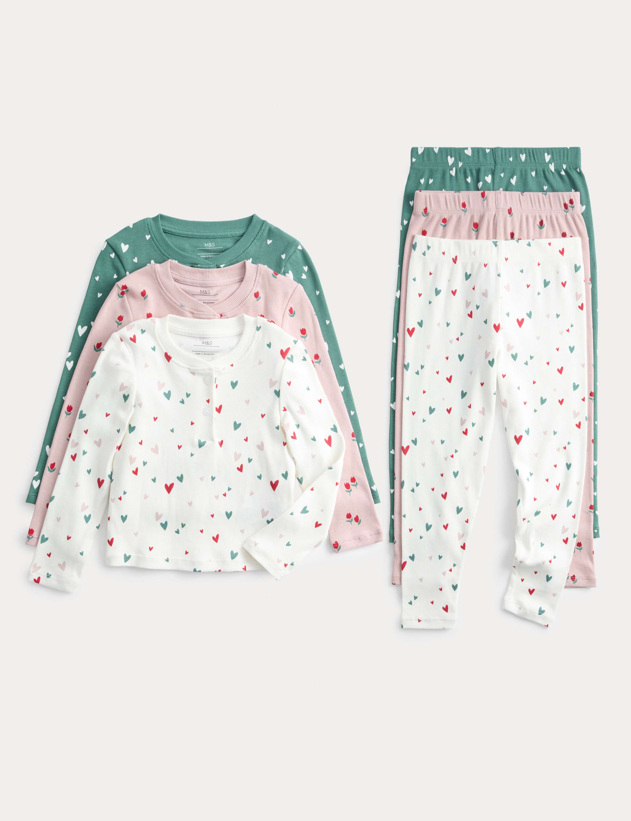 3 Pack Cotton Rich Ditsy Print Pyjama Sets (12 Mths-8 Yrs) 1 of 1