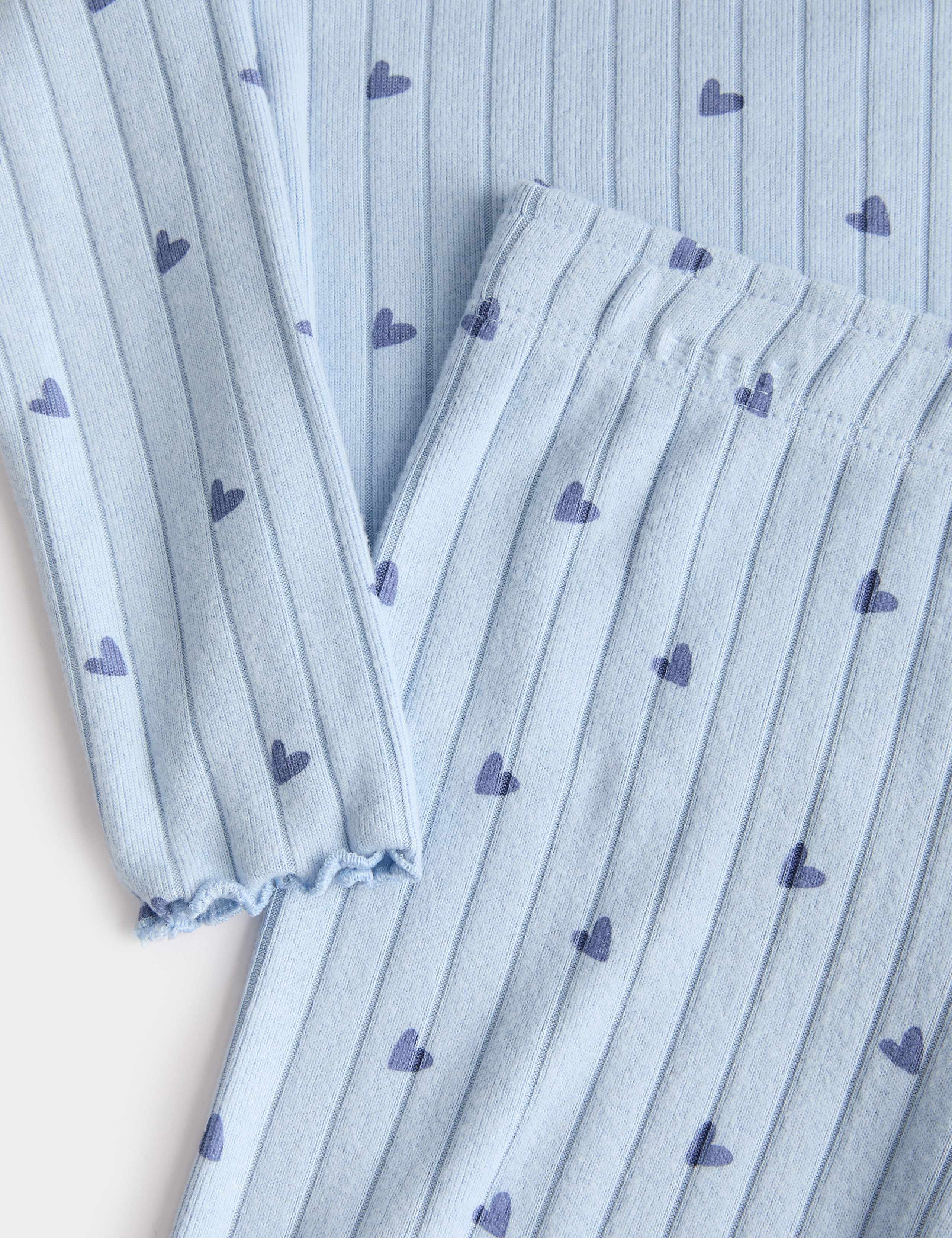 Patterned Heart Ribbed Cosy Pyjamas (1-16 Yrs) 2 of 2