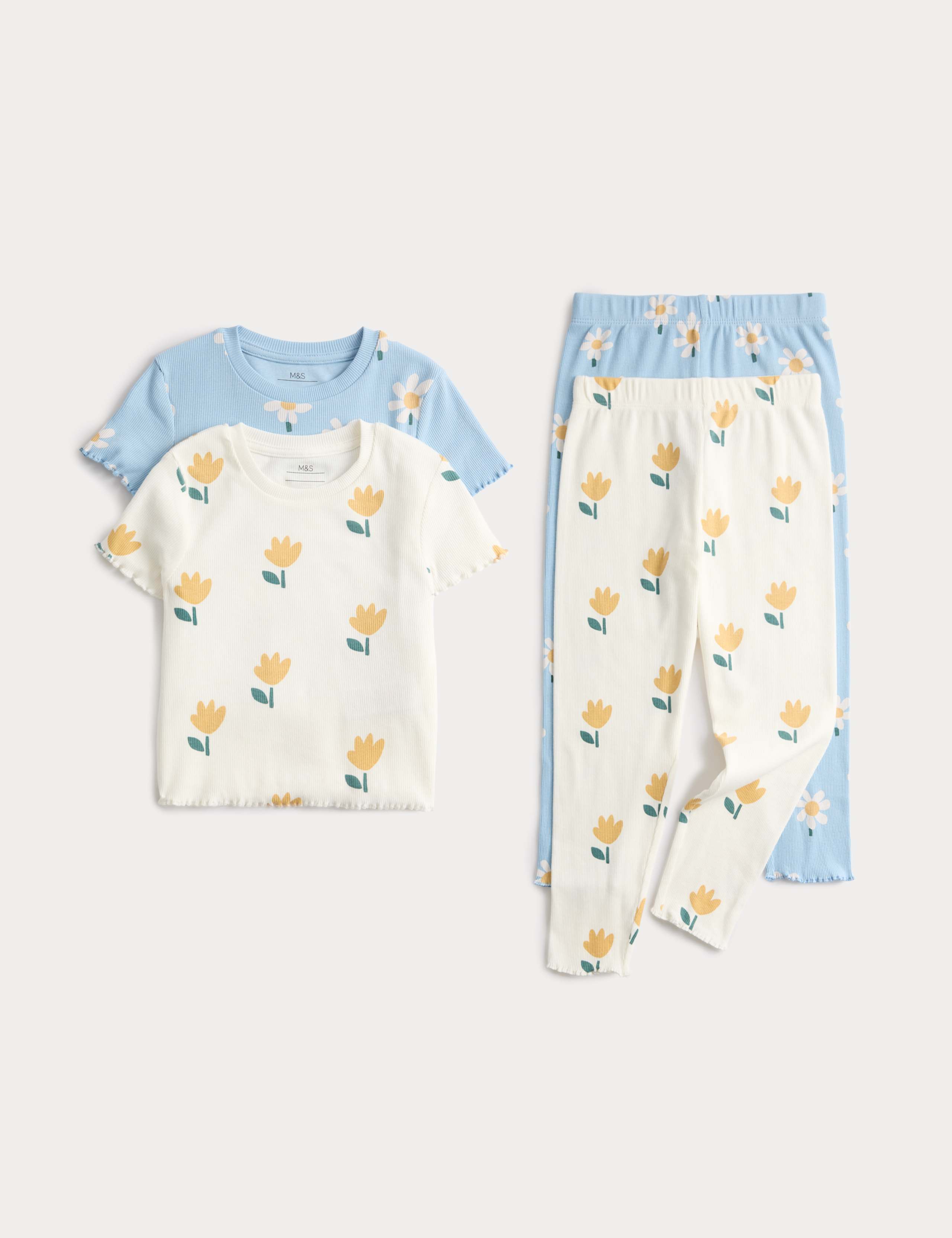 2 Pack Cotton Rich Floral Pyjama Sets (1-8 Yrs) 1 of 1