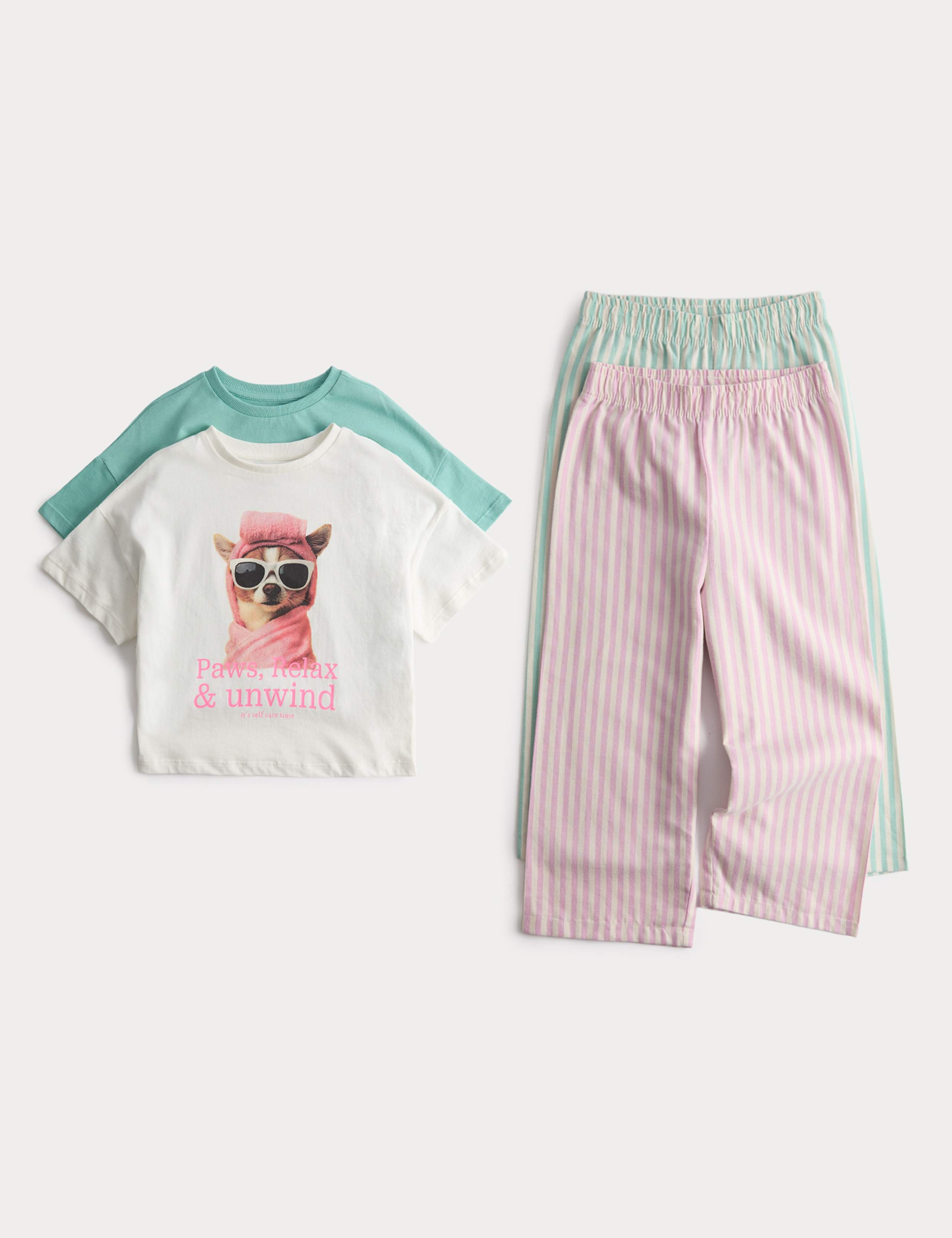2 Pack Pure Cotton Dog Graphic Pyjama Sets (1-8 Yrs) 1 of 2