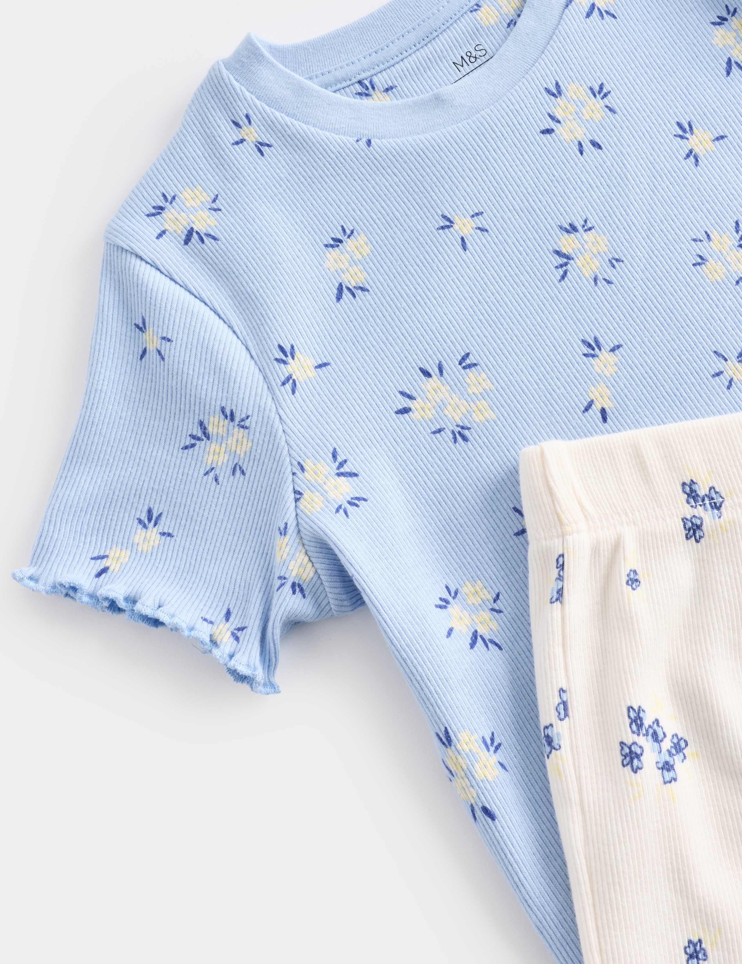 2 Pack Floral Ribbed Pyjamas (1-16 Yrs) 2 of 2