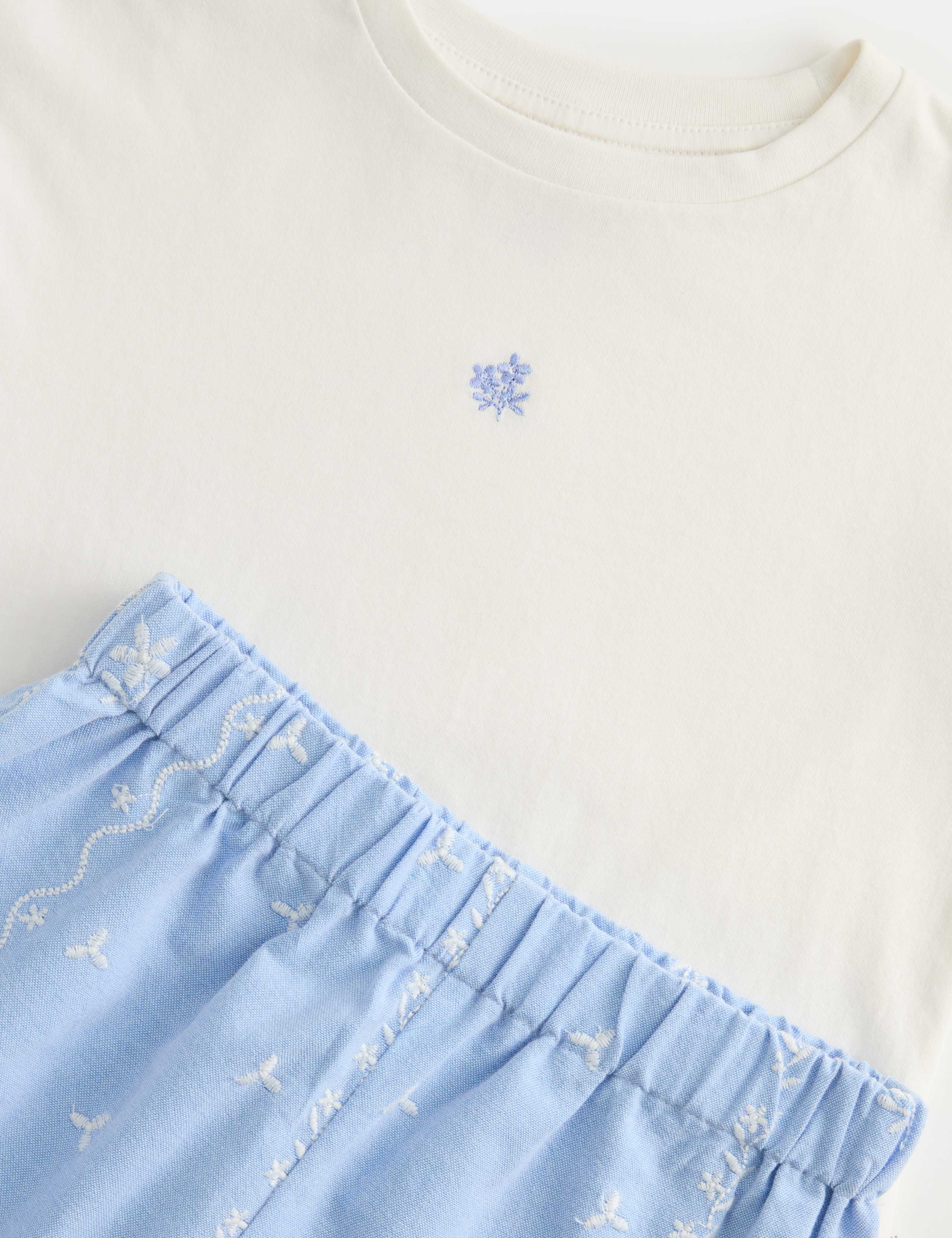 2 Piece Pure Cotton Embroidered Pyjamas (12 Months-8 Years) 2 of 2