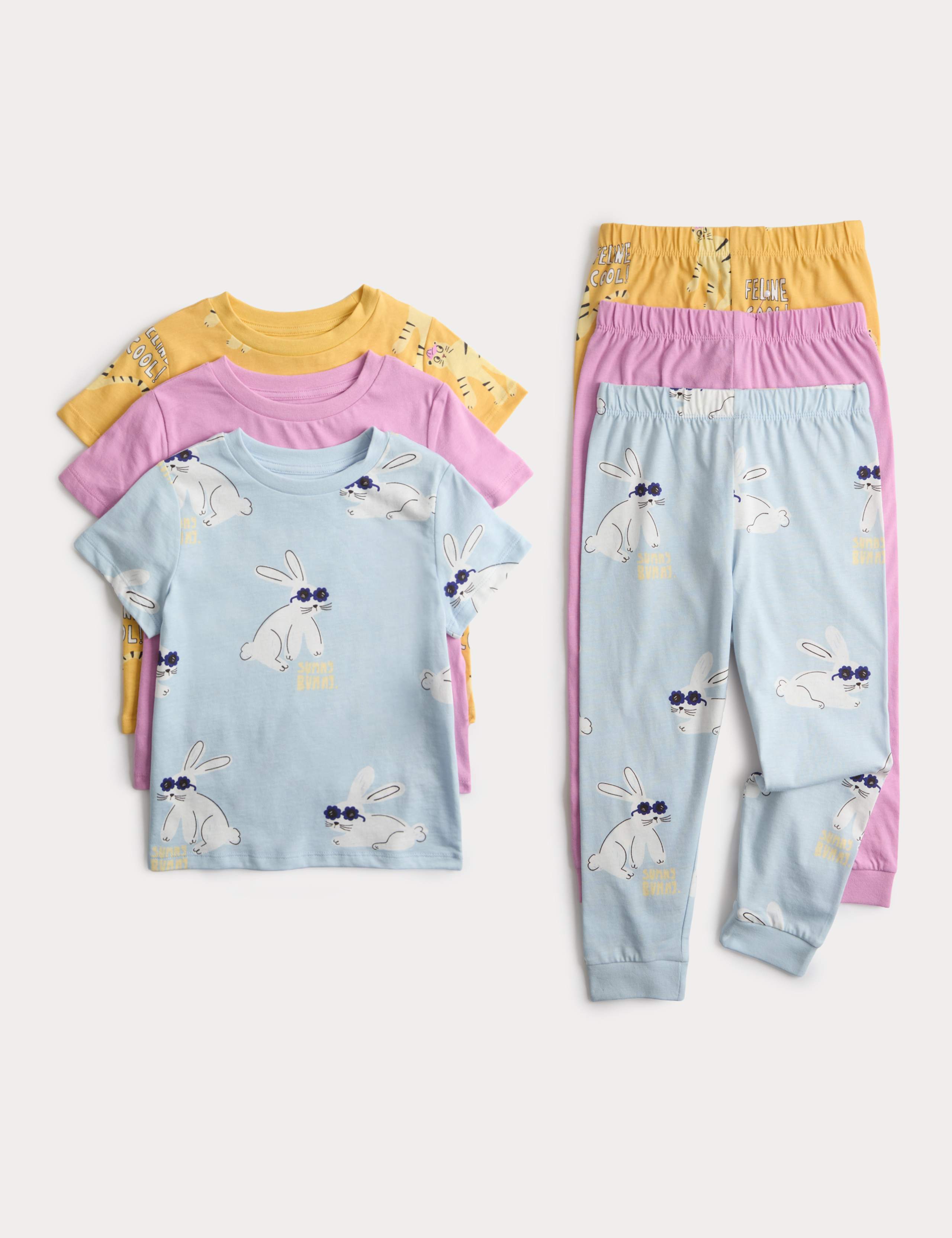 3 Pack Pure Cotton Animal Pyjama Sets (1-8 Yrs) 1 of 2