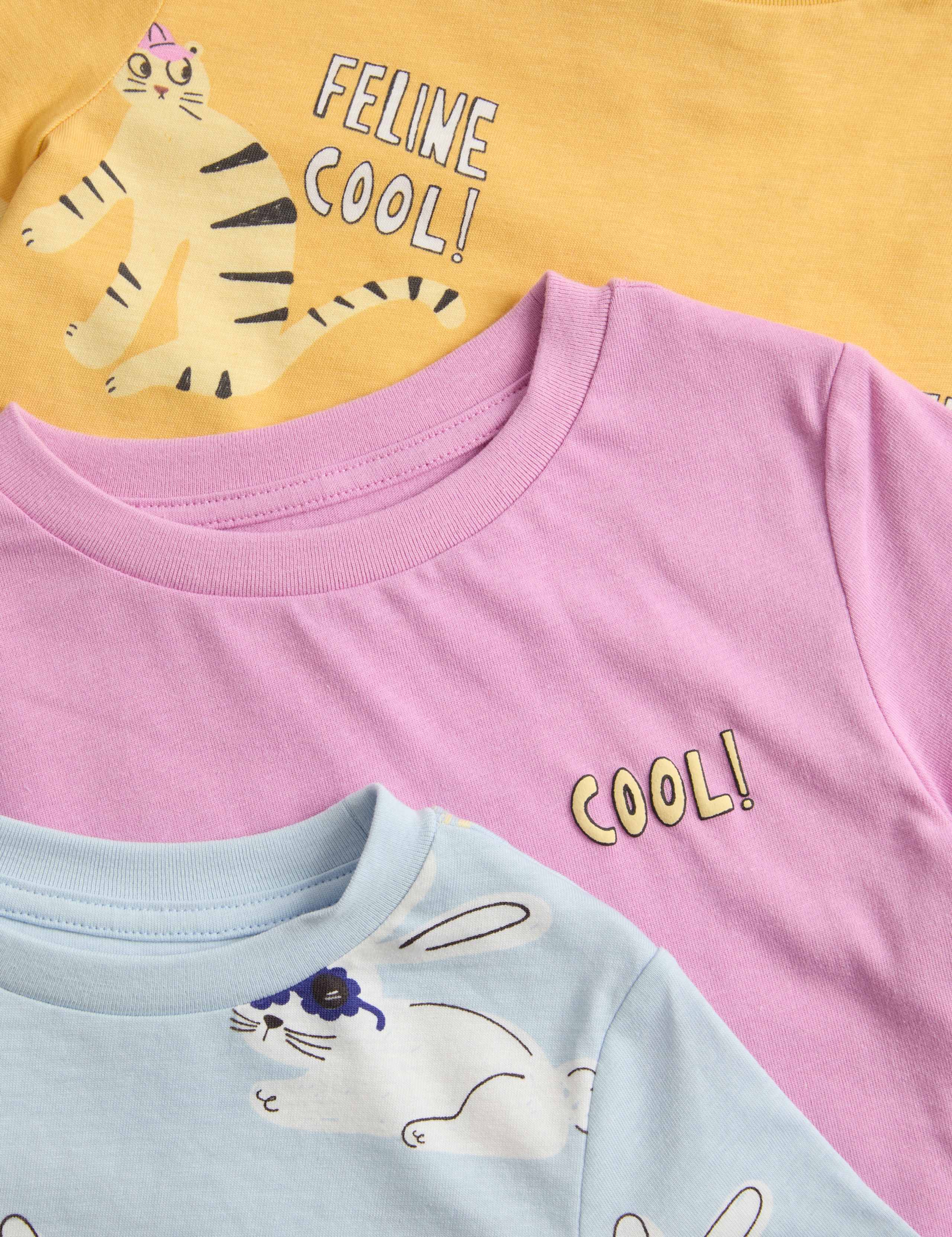 Kids' 3 Pack Pure Cotton Animal Pyjama Sets (1-8 Yrs) 2 of 2