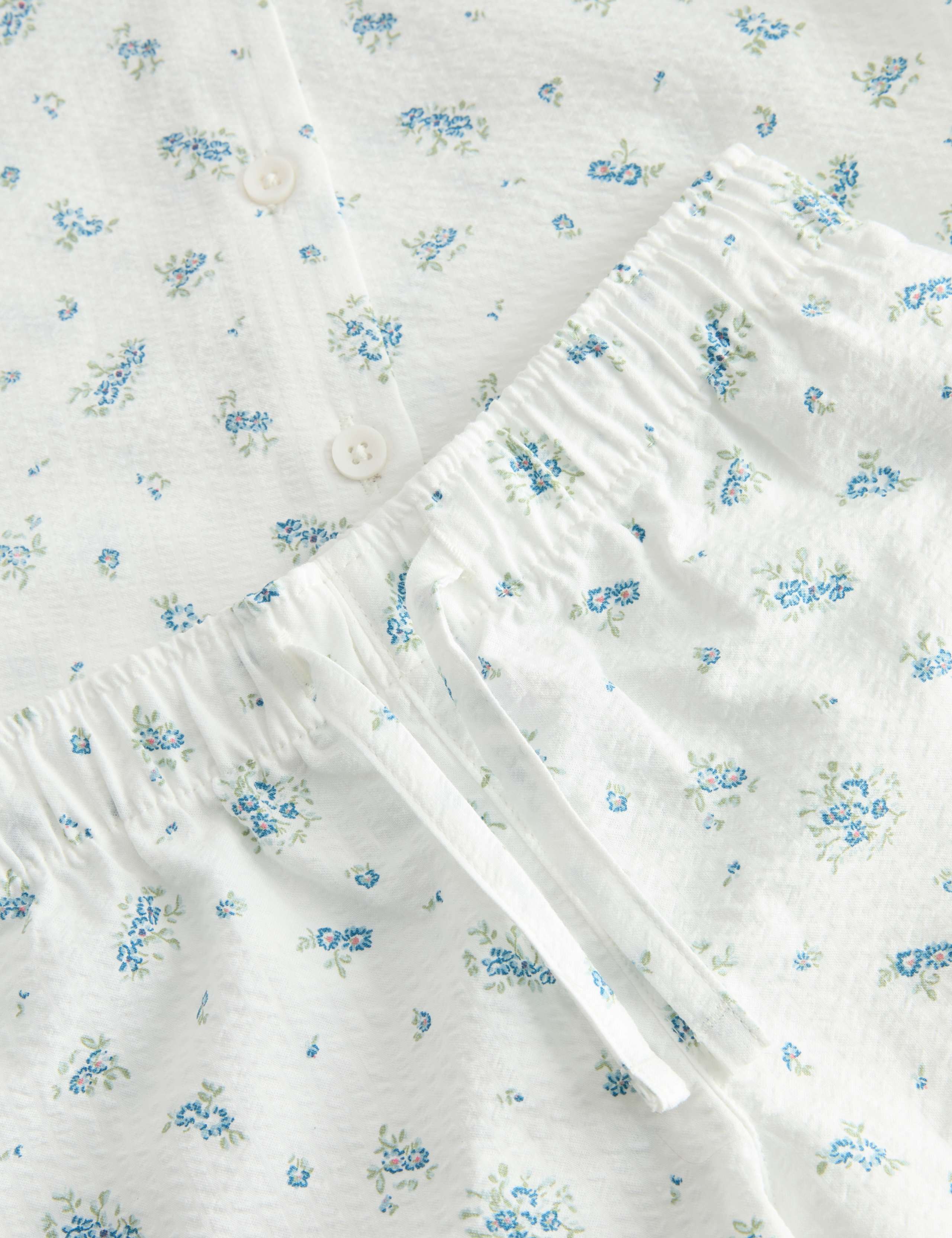 Pure Cotton Ditsy Floral Seersucker Pyjamas (1-8 Yrs) 2 of 2