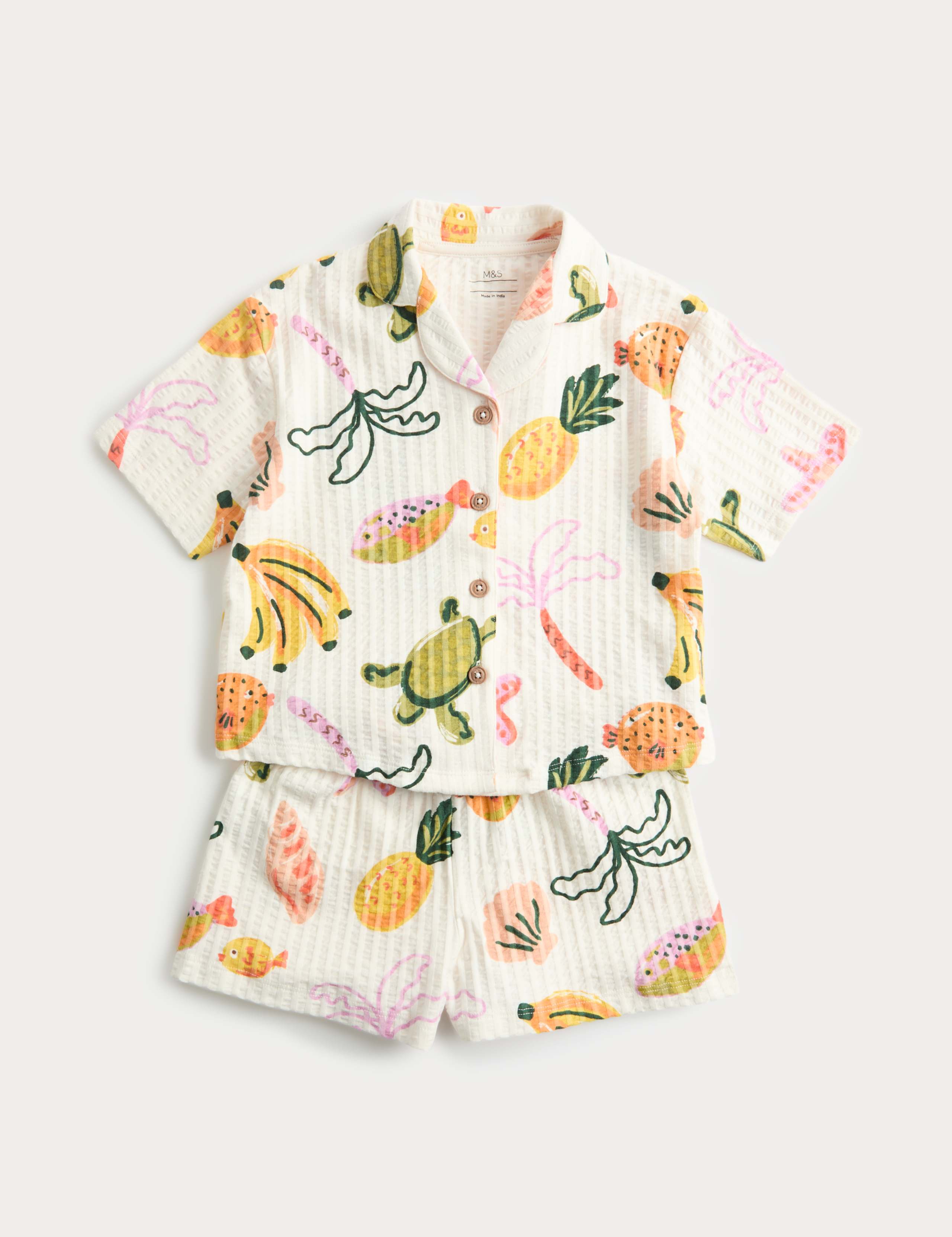 Seersucker Patterned Revere Pyjama (1-8 Yrs) 1 of 2