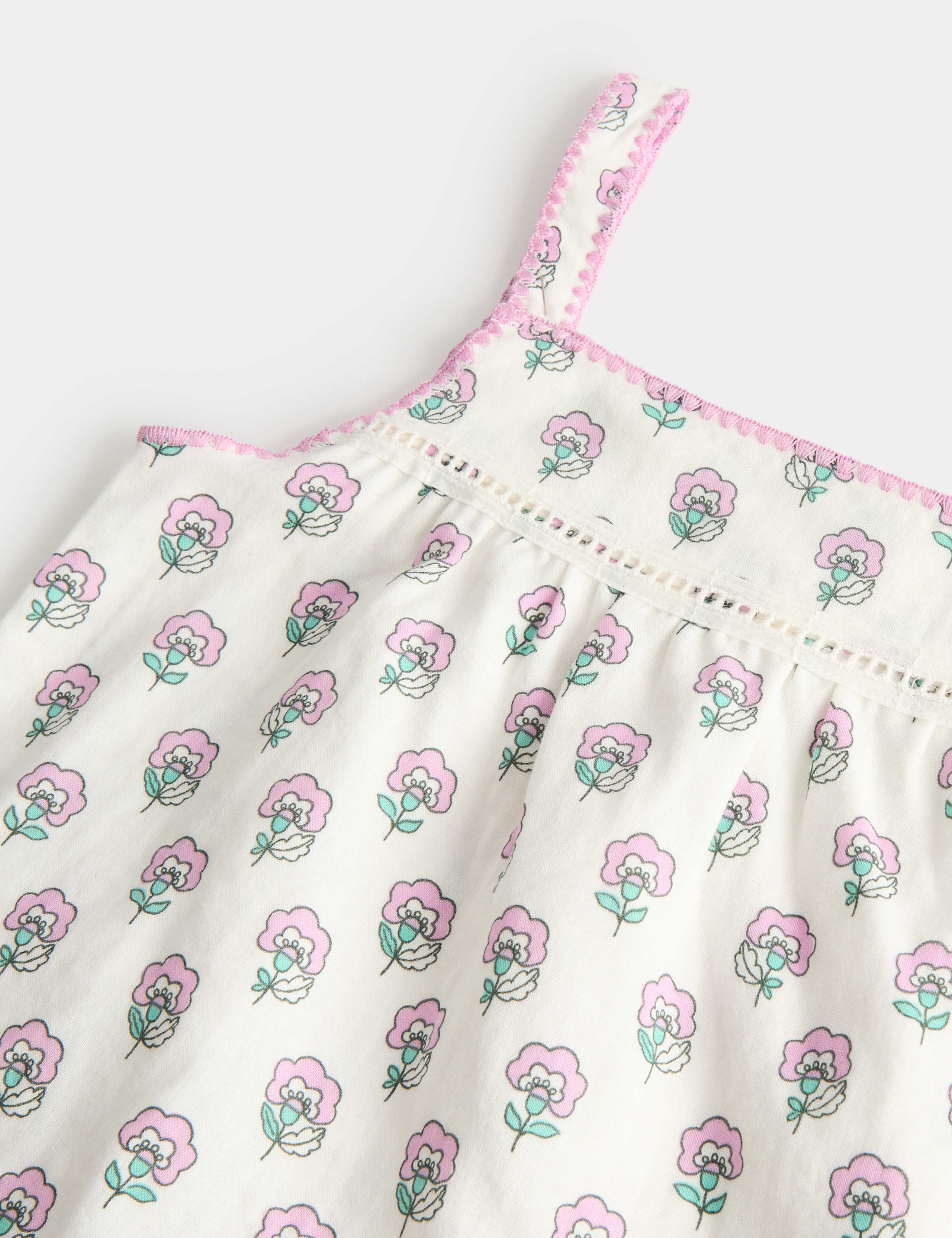 Pure Cotton Flower Print Pyjamas (1-8 Yrs) 2 of 3