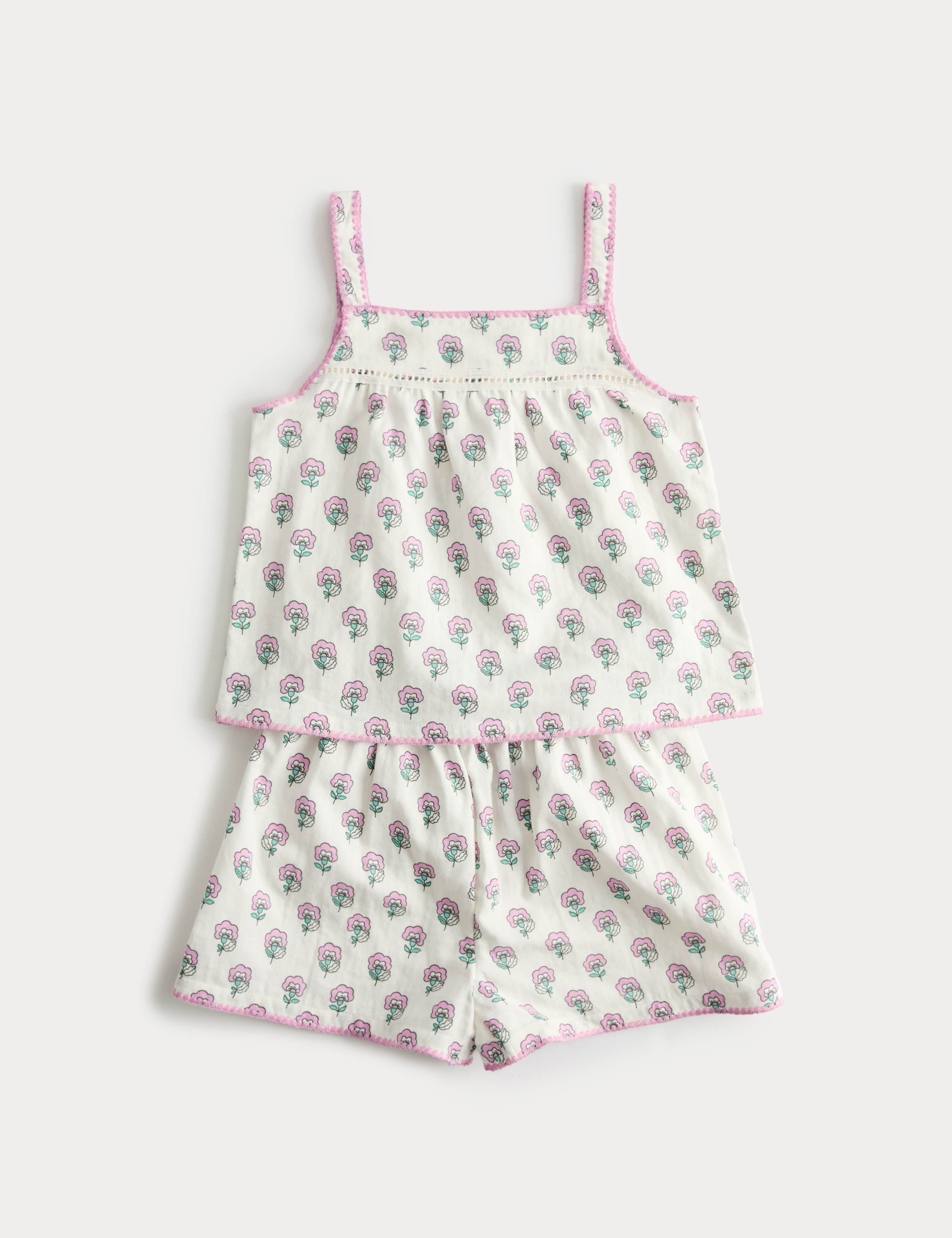 Pure Cotton Flower Print Pyjamas (1-8 Yrs) 1 of 3