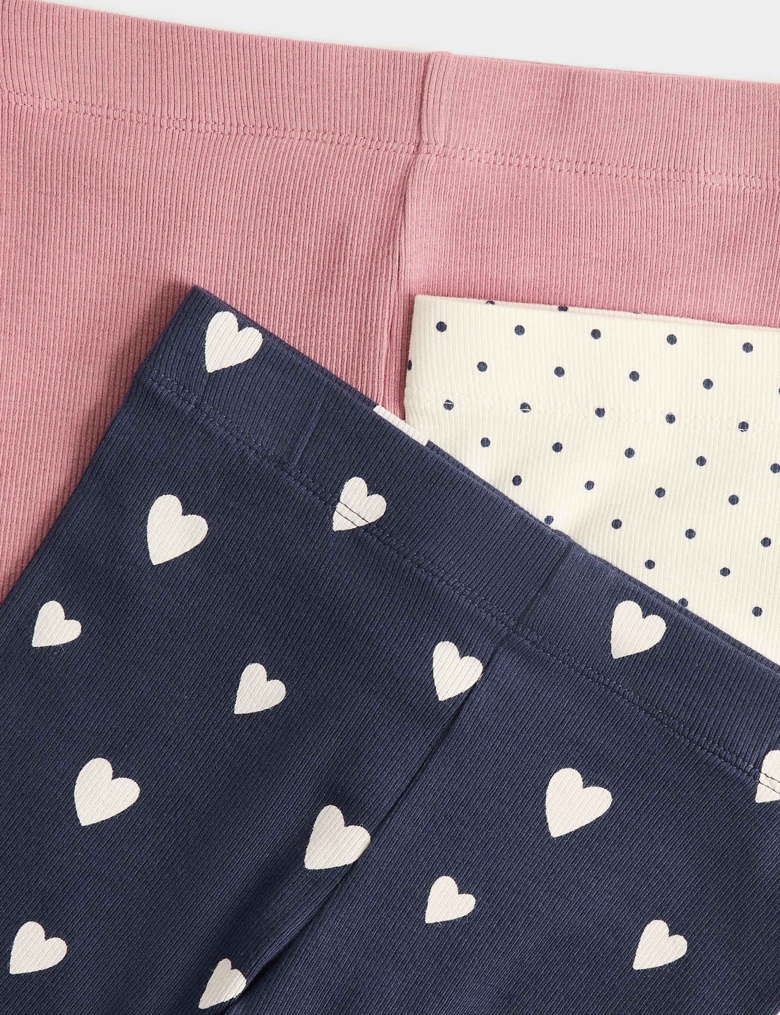 3 Pack Cotton Rich Ribbed Heart Print Pyjama Sets (1-8 Yrs) 3 of 3