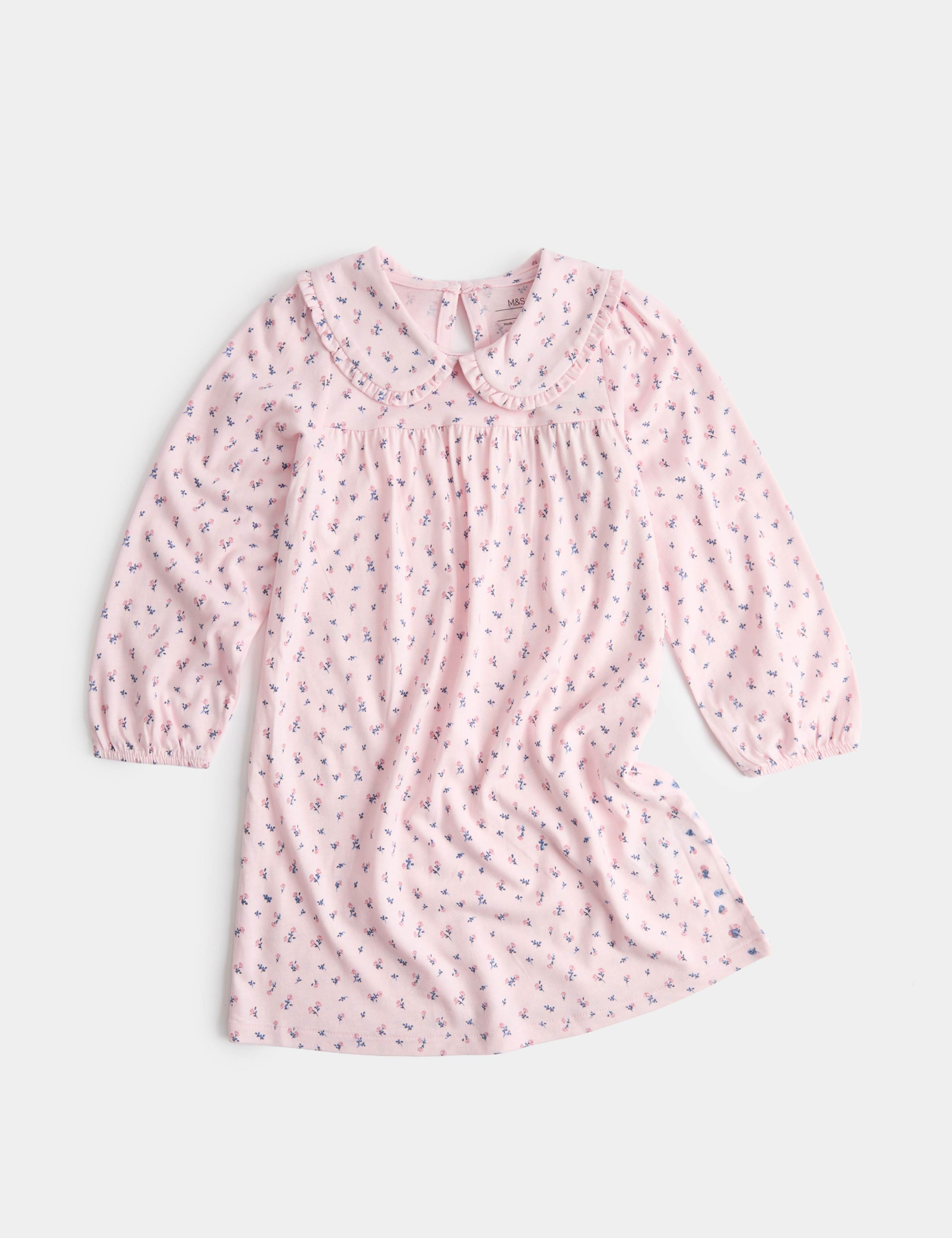 Cotton Blend Ditsy Floral Collared Nightdress (1-8 Yrs) 1 of 2