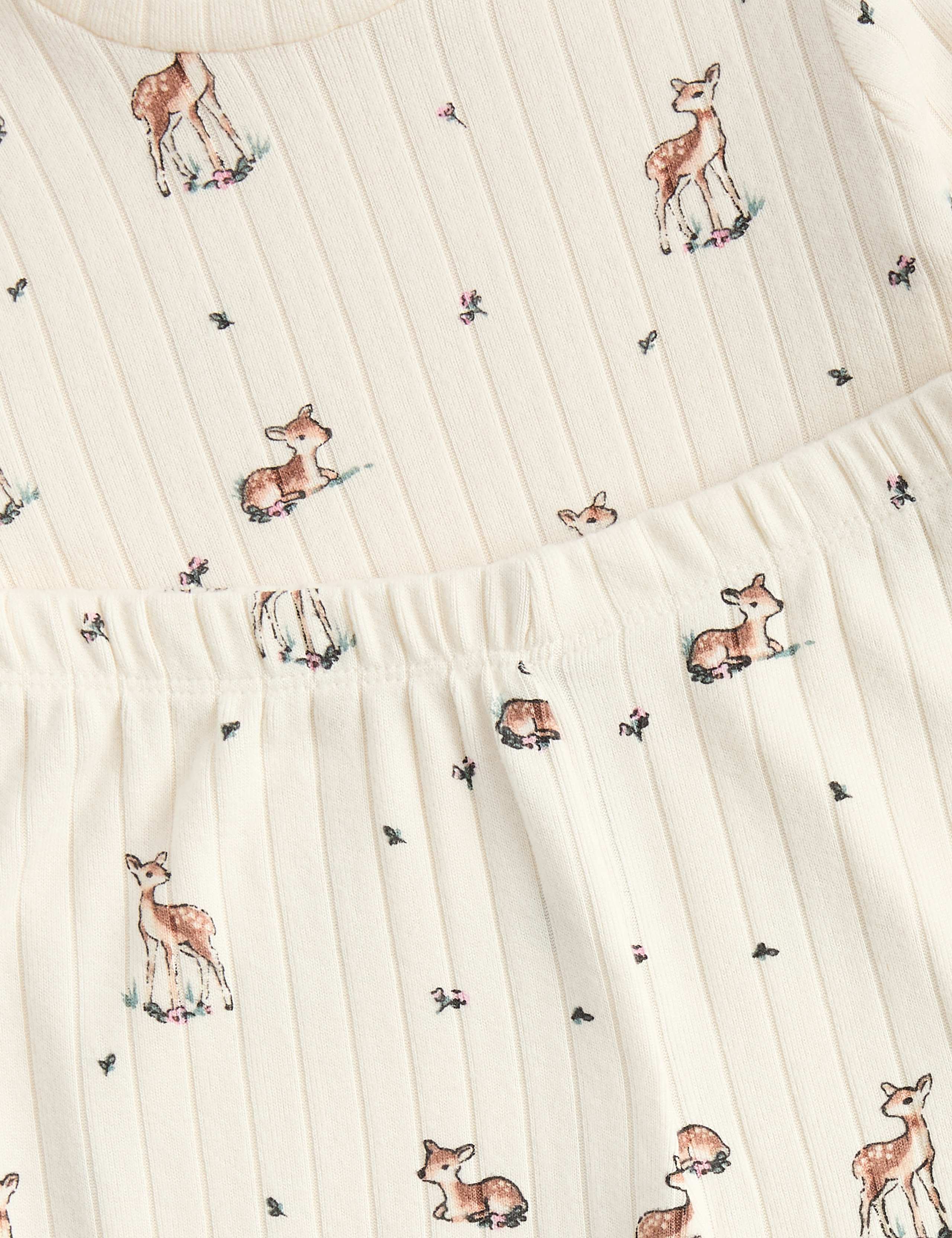 Deer Print Ribbed Long Sleeve Pyjama Set 2 of 2