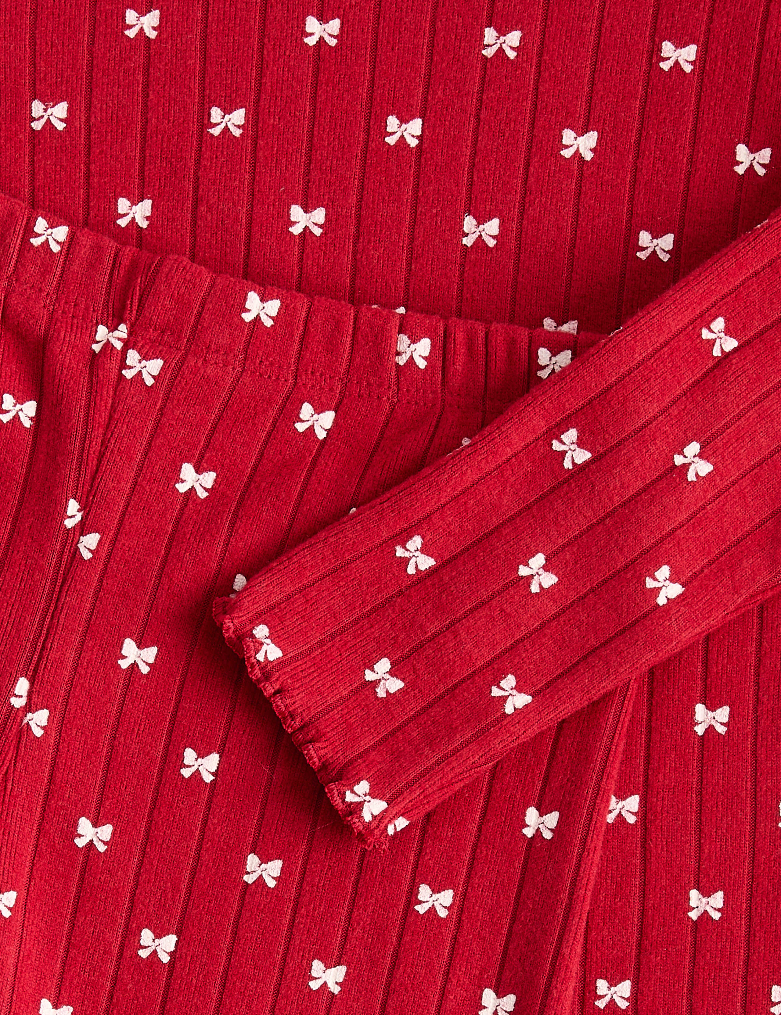 Heart Print Cosy Ribbed Long Sleeve Pyjama Set (12 Mths-8 Yrs) 2 of 2