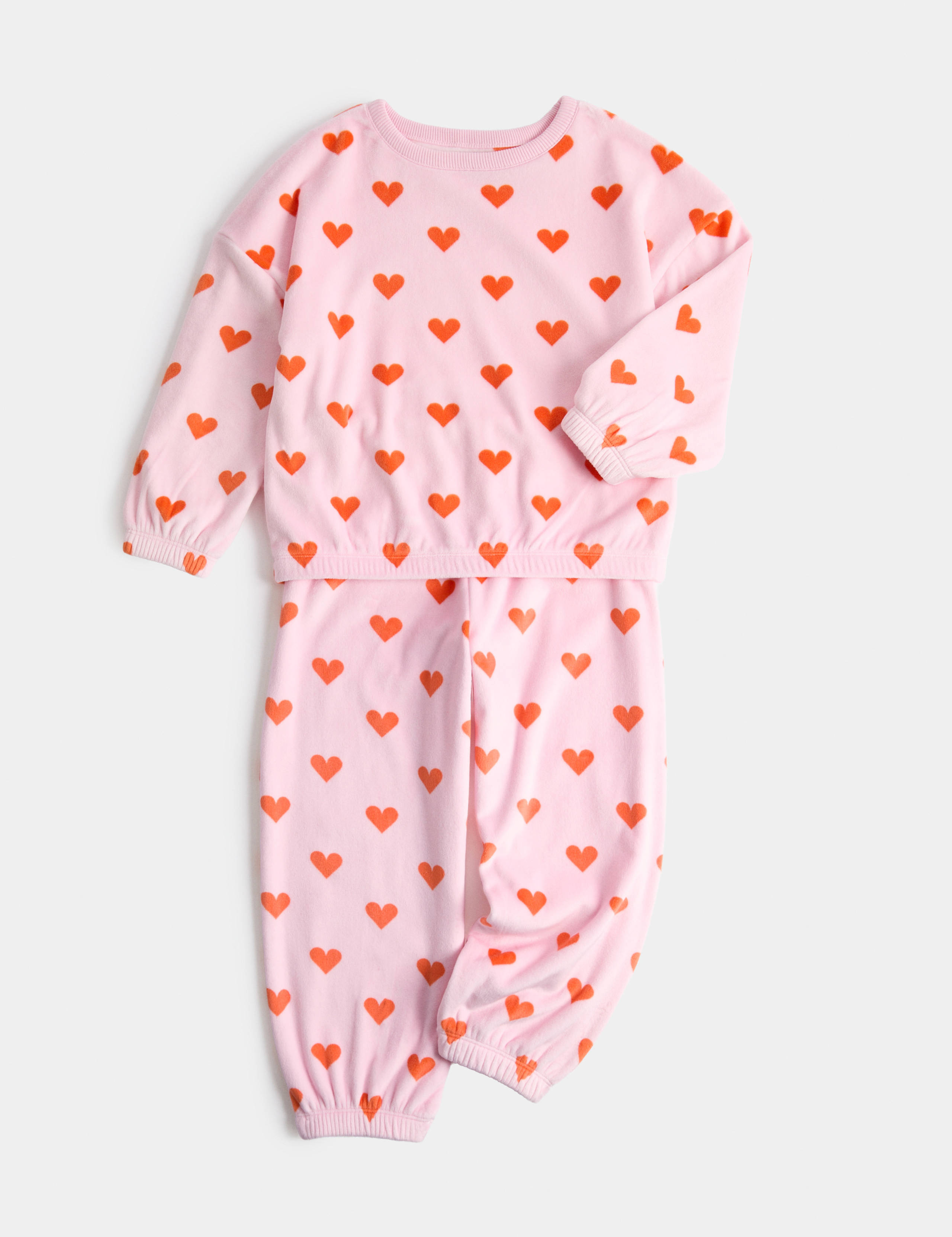 Velour Heart Print Pyjamas (1-8 Yrs) 1 of 2
