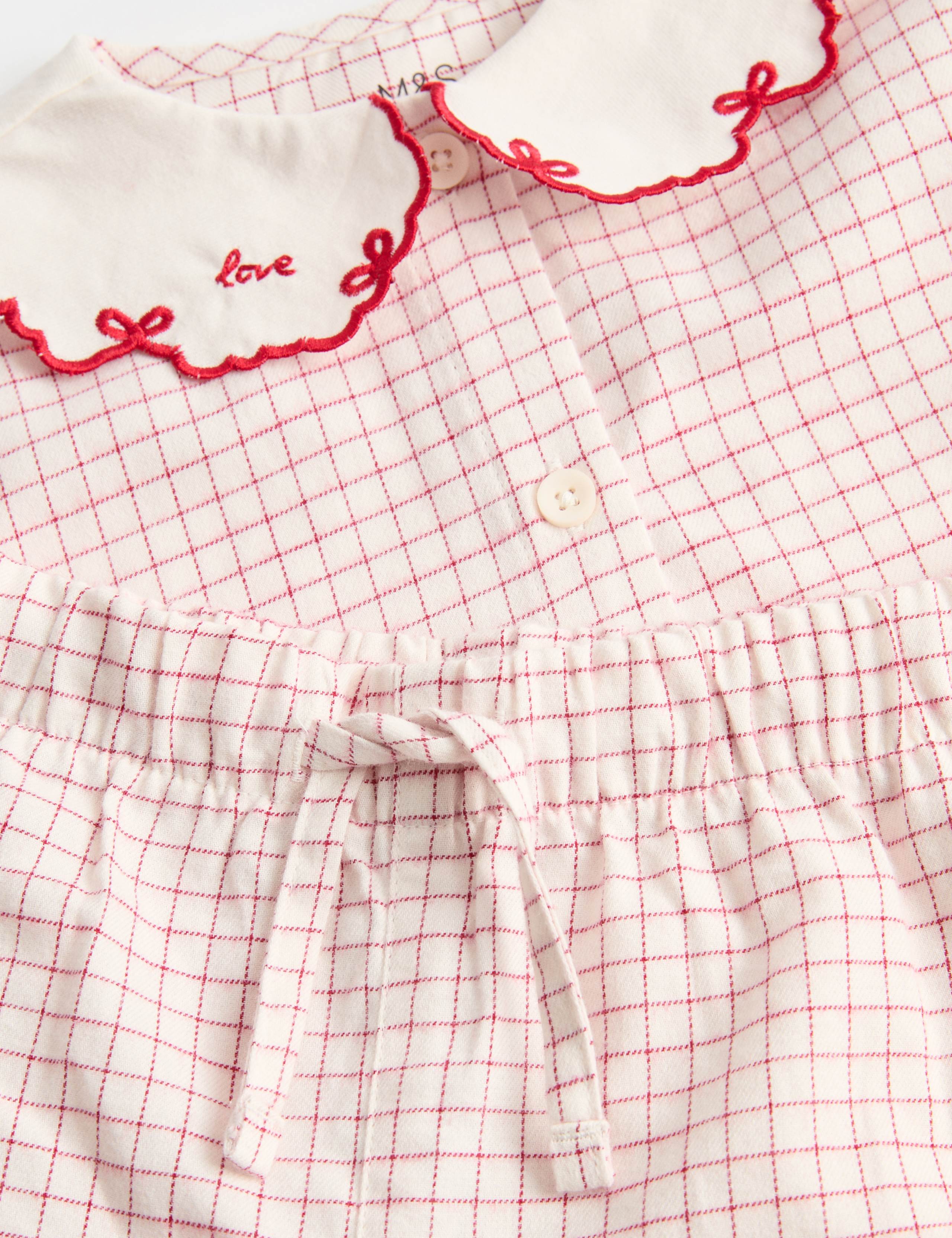 Pure Cotton Gingham Dog Print Revere Pyjama Set (1-8 Yrs) 2 of 2
