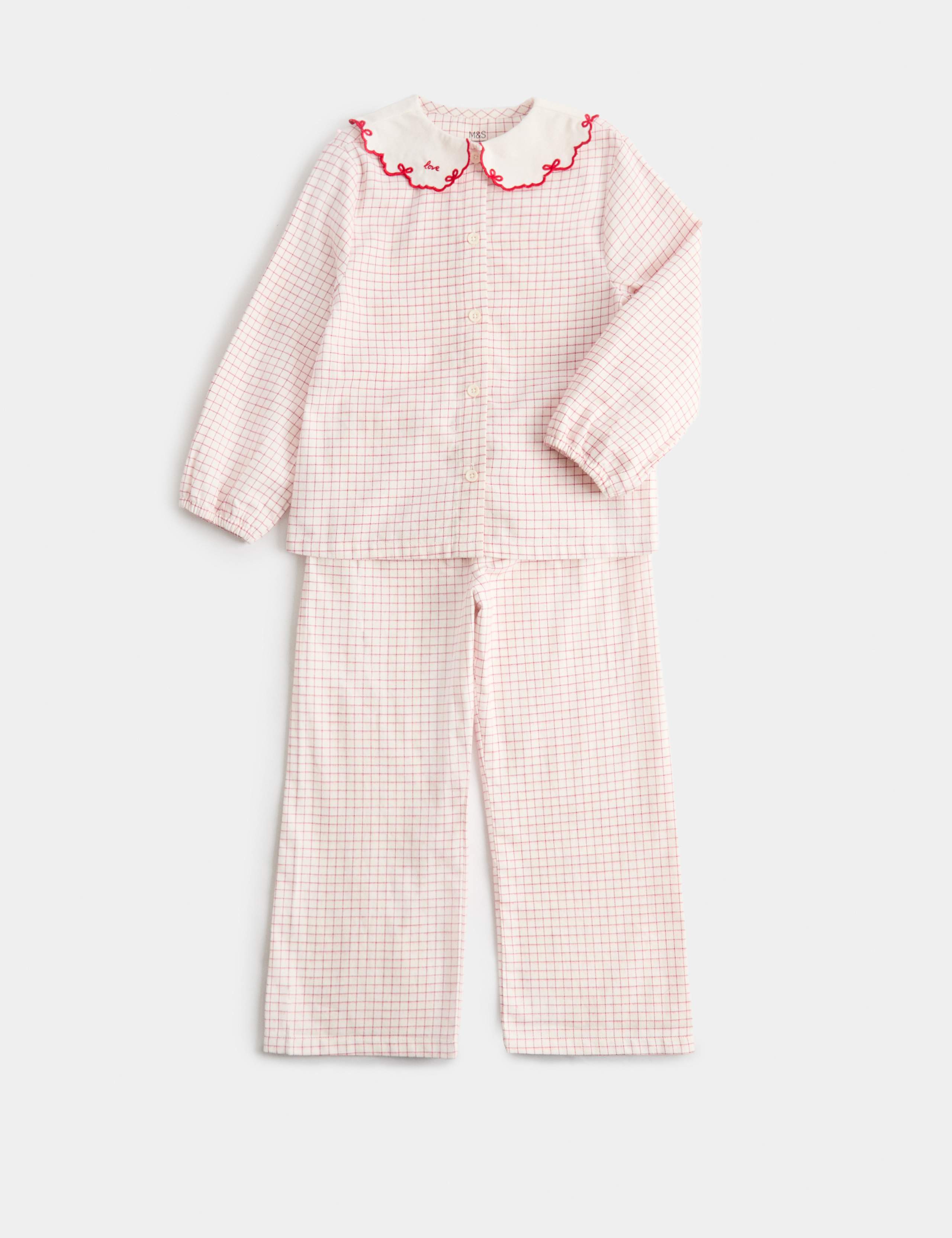 Pure Cotton Gingham Dog Print Revere Pyjama Set (1-8 Yrs) 1 of 2
