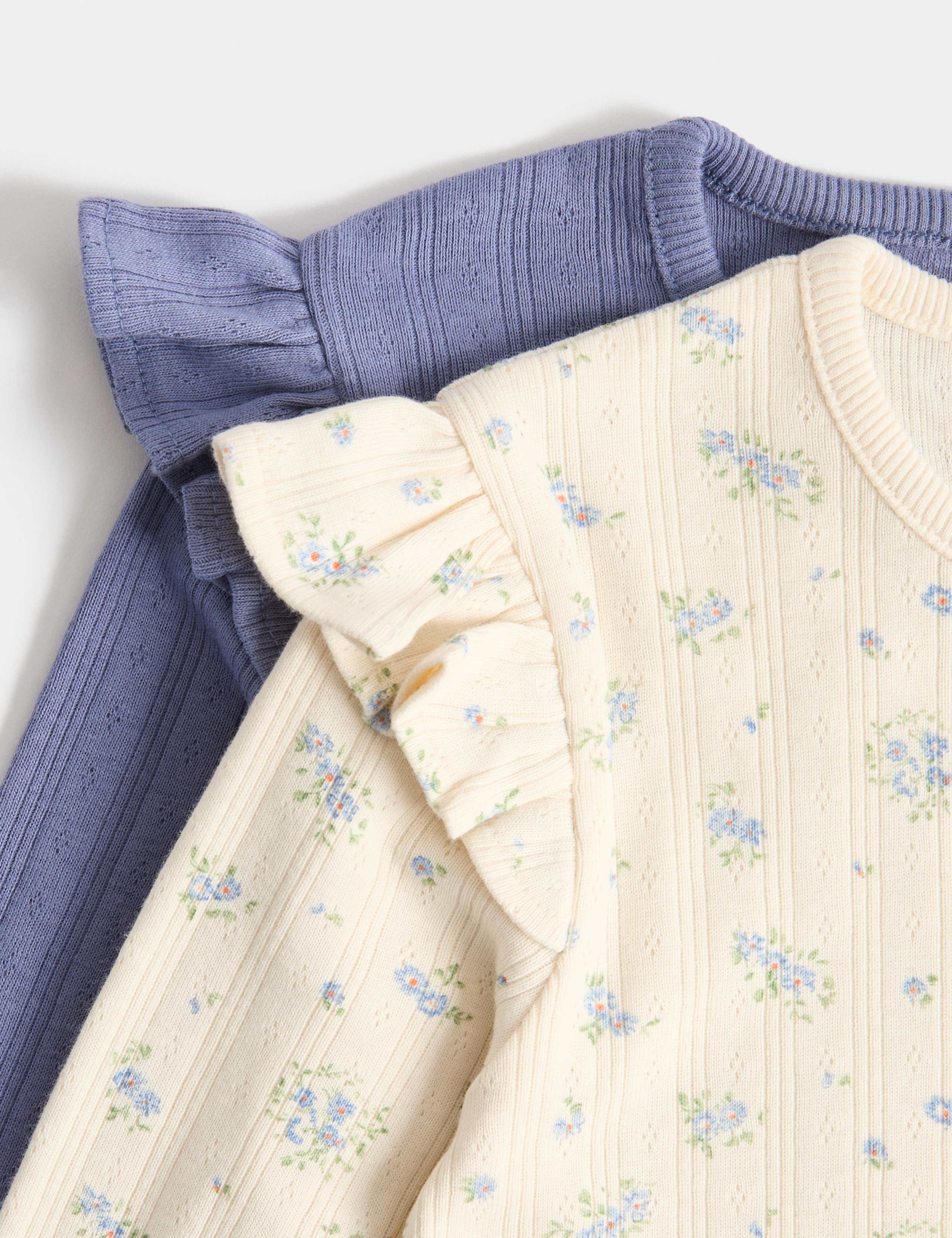 2 Pack Cotton Rich Frill Shoulder Pyjama Sets (0-8 Yrs) 3 of 3