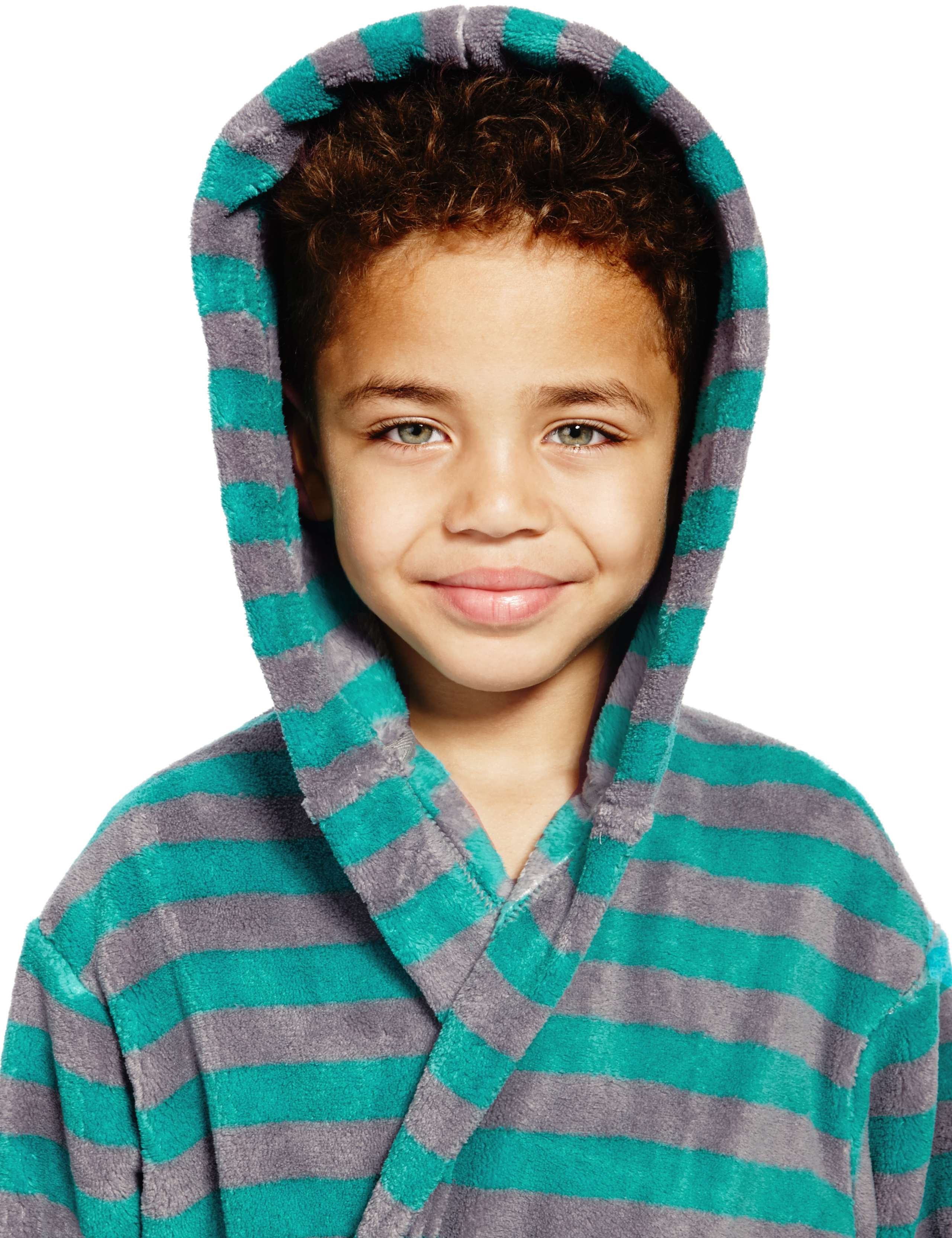 Anti Bobble Striped Hooded Fleece Gown (1-7 Years) 4 of 4