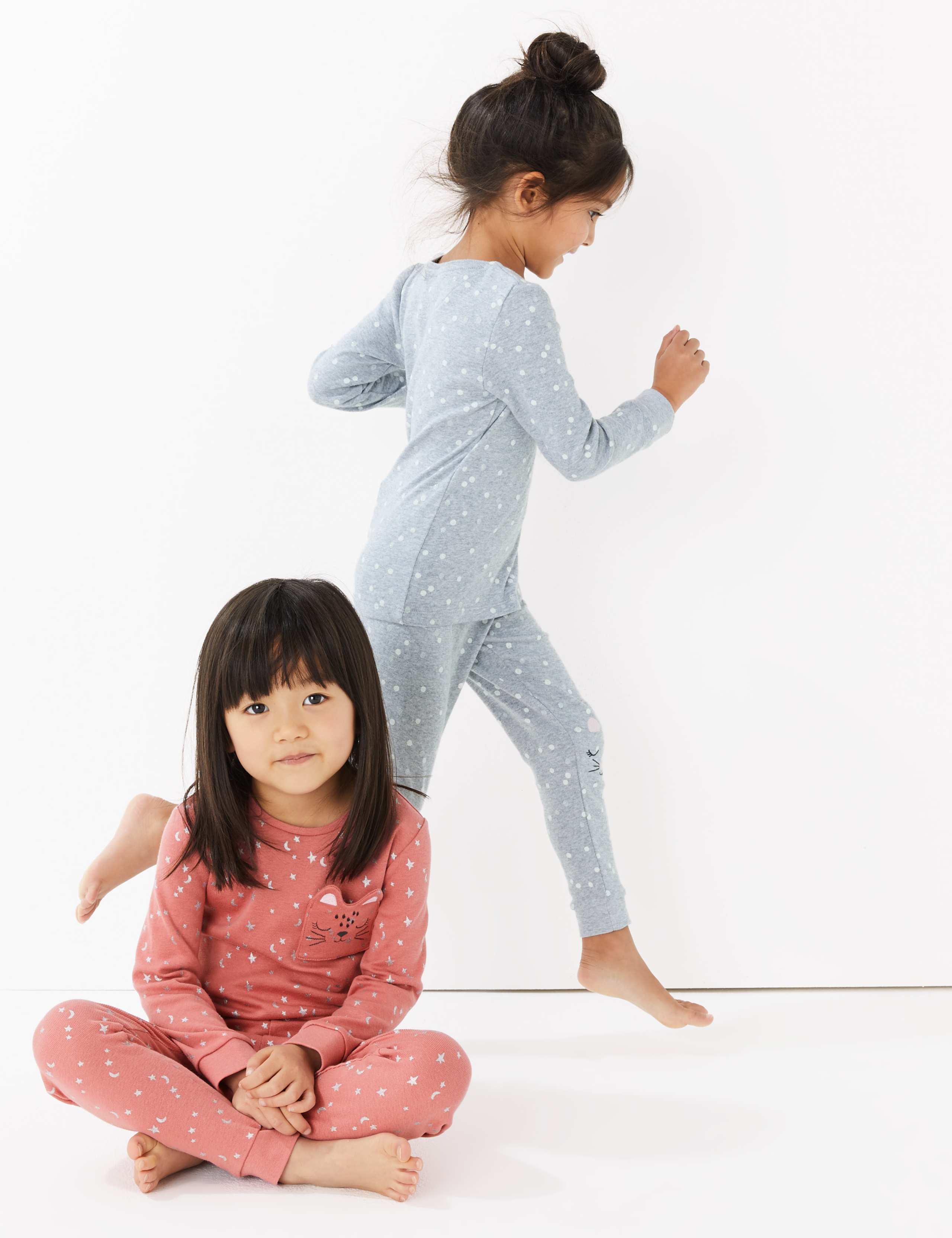 2 Pack Cotton Cat Print Pyjama Sets (1-7 Years) 1 of 6