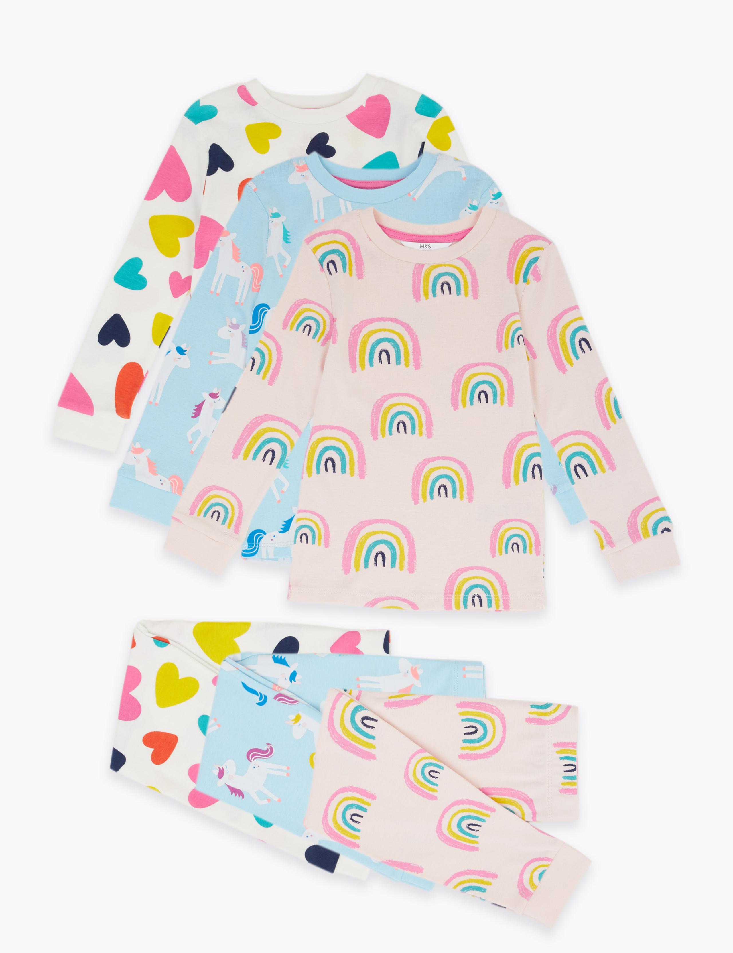 3 Pack Cotton Patterned Pyjama Sets (1-7 Yrs) 1 of 6