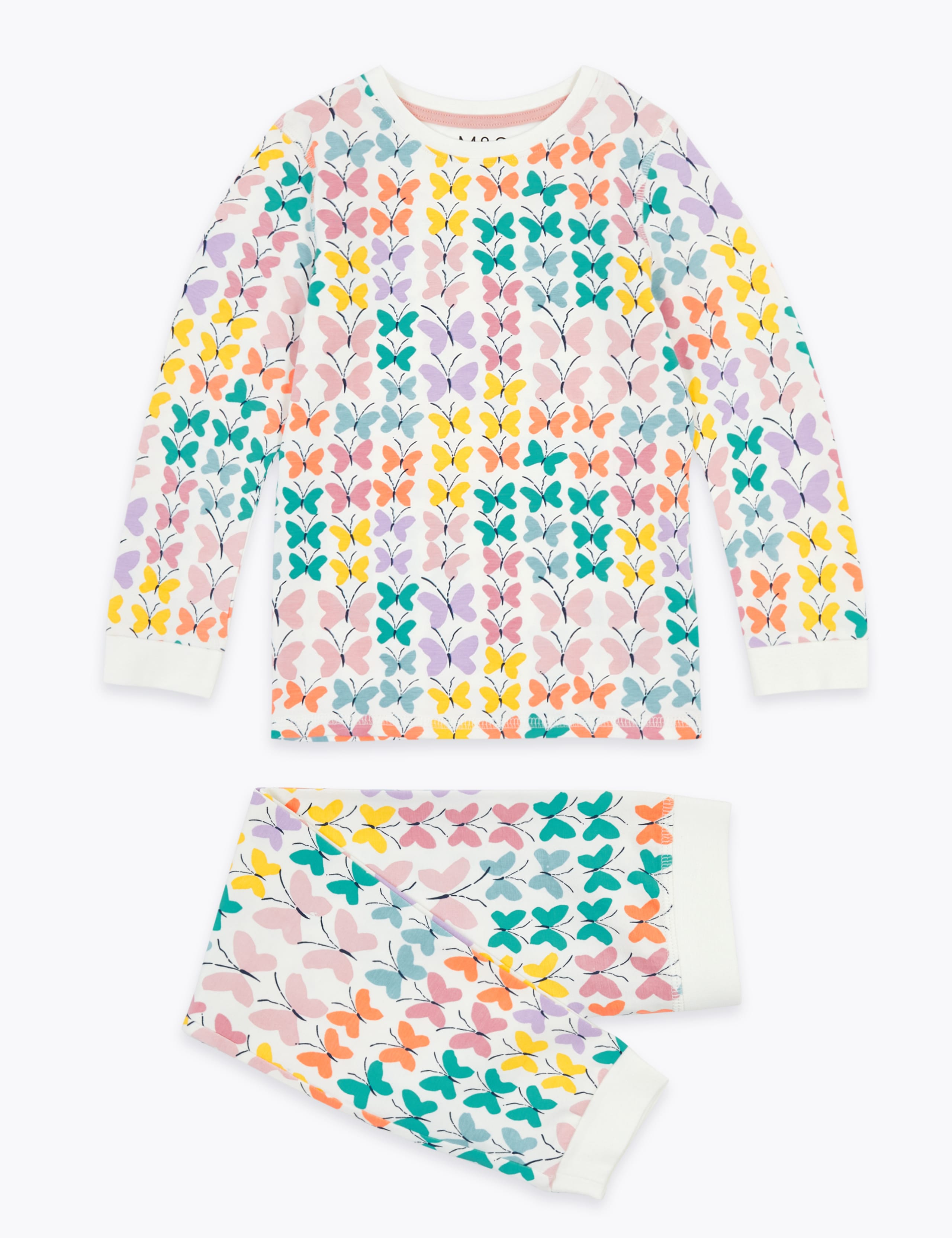 Cotton Rich Butterfly Print Pyjama Set (1-7 Yrs) 2 of 5